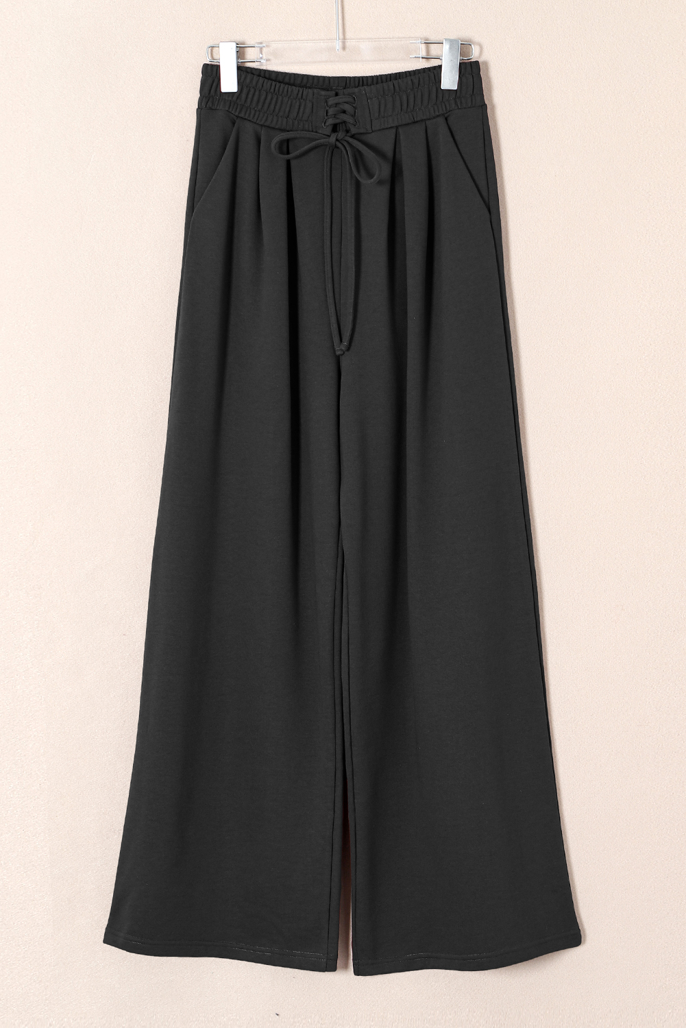 Burgundy Tied Elastic High Waist Pleated Detail Solid Sweatpants