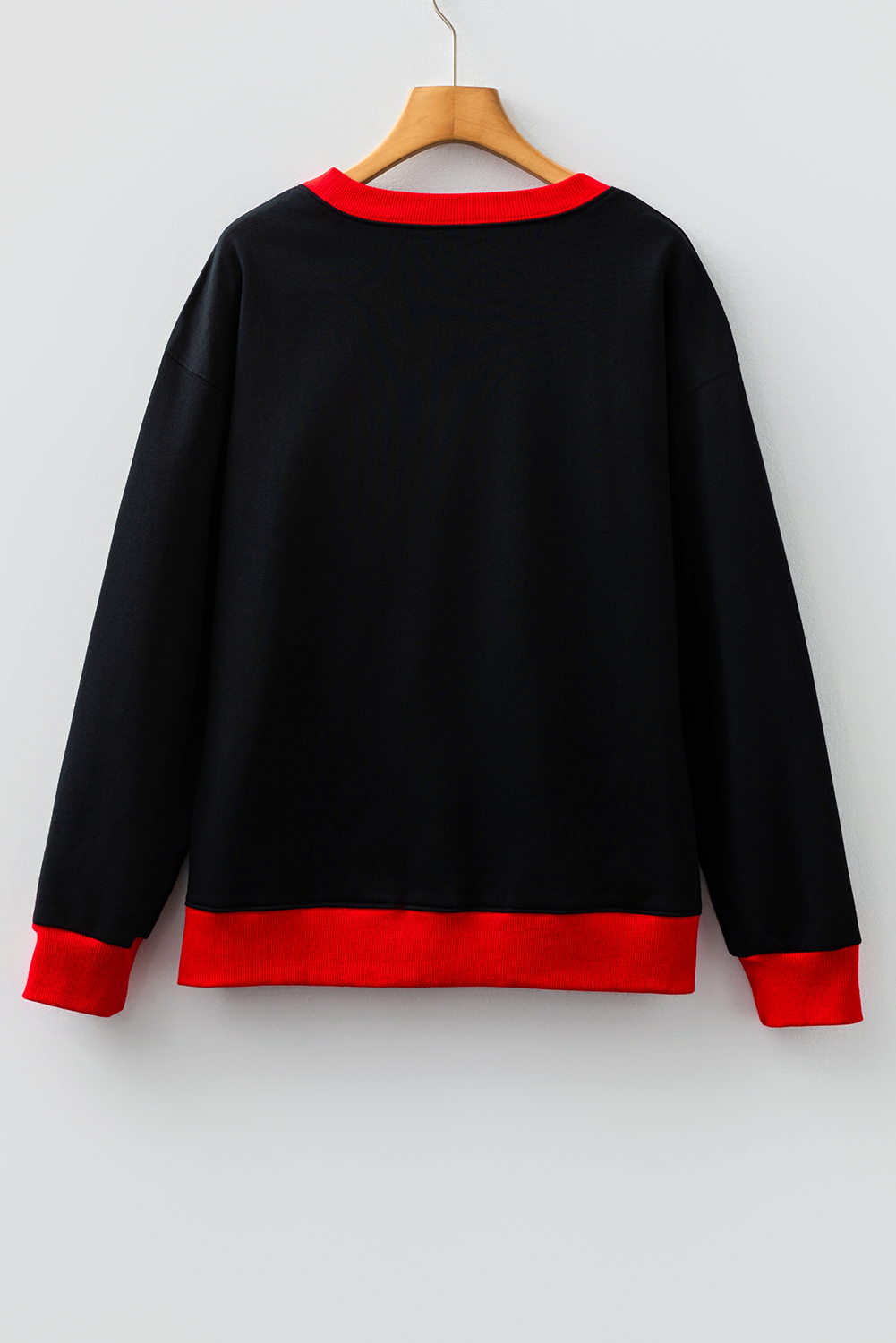 Black GAME DAY Letter Graphic Varsity Striped Detail Baggy Sweatshirt