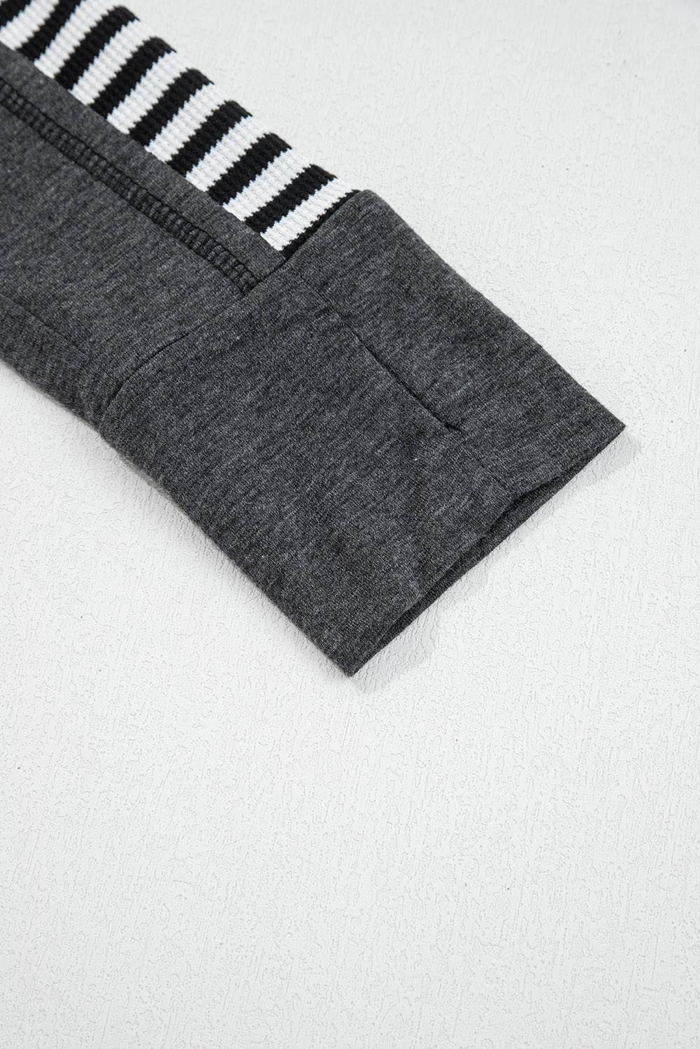 Dearlovers Green Stripe Thermal Knit Drop Shoulder Casual Top