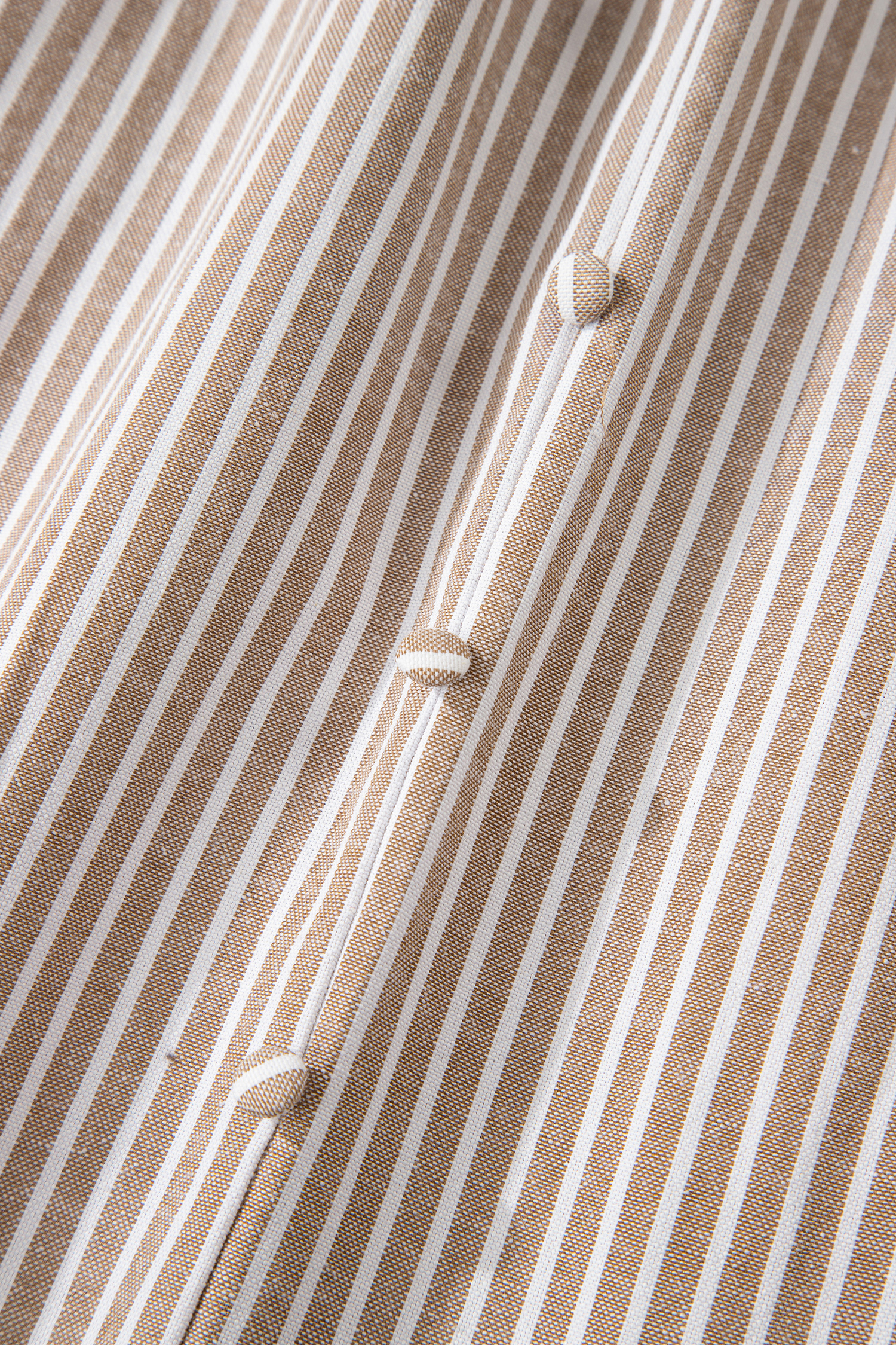 Khaki Stripe Flutter Sleeve Buttoned Front Slit Maxi Dress