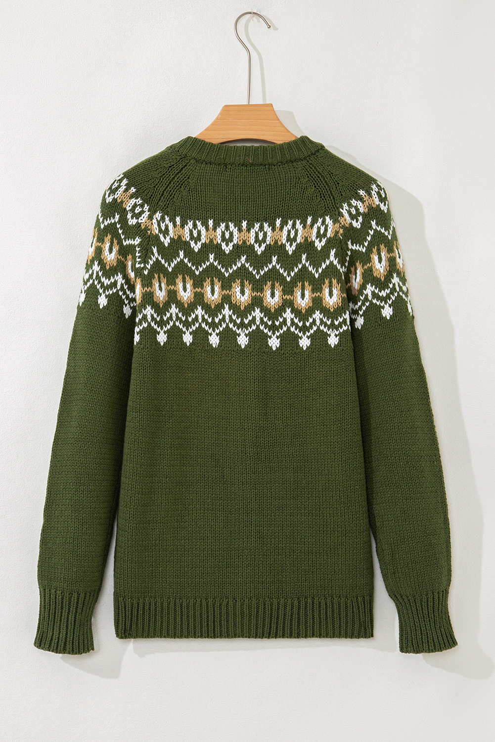 Moss Green Western Fashion Abstract Printed Cardigan Sweater