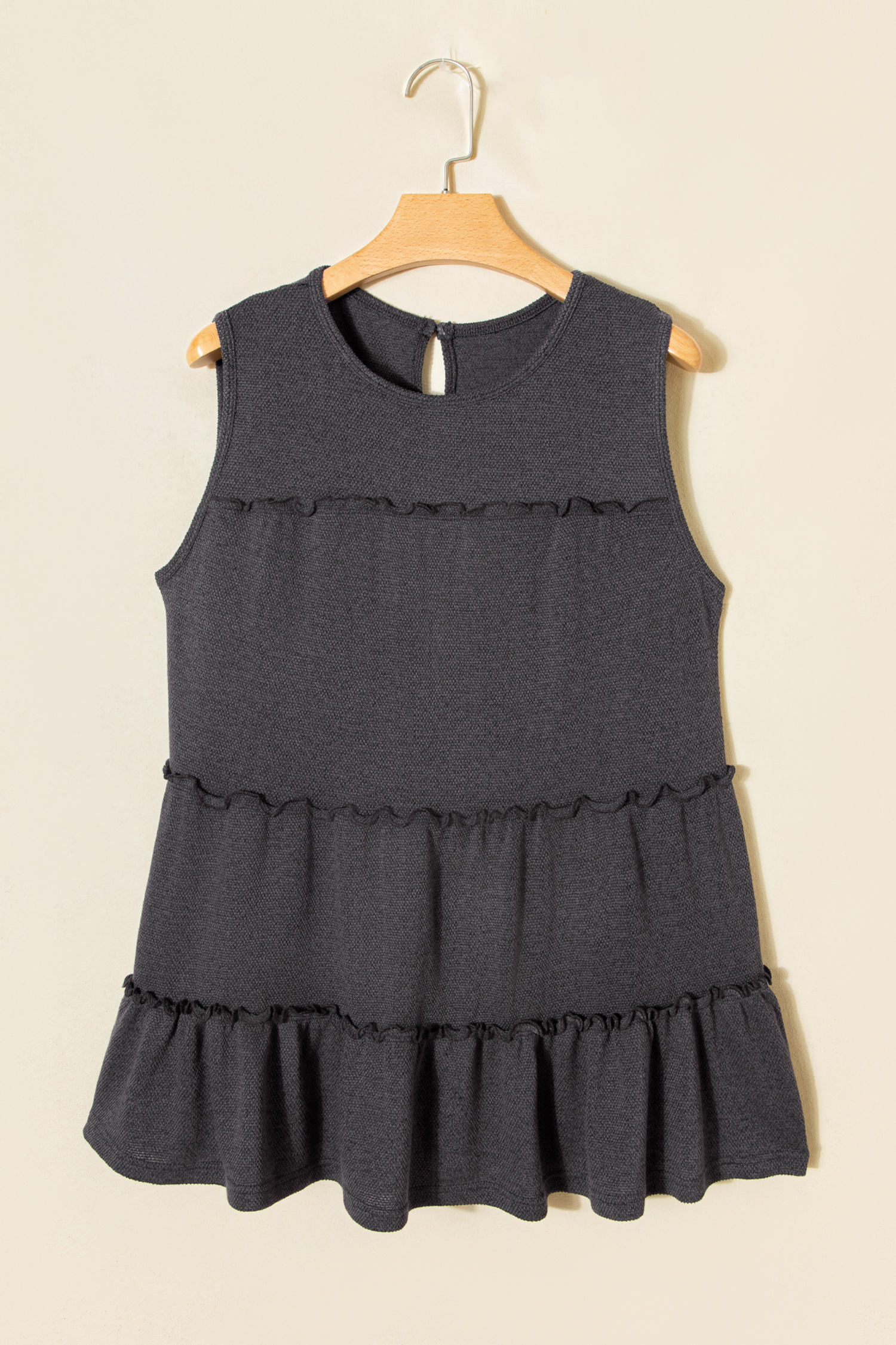 White Tiered Frill Trim A-line Tank Top