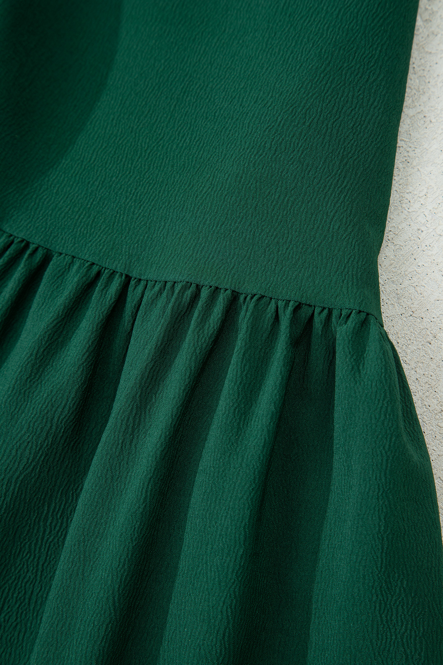 Blackish Green Solid Long Sleeve Button V Neck Tiered Maxi Dress