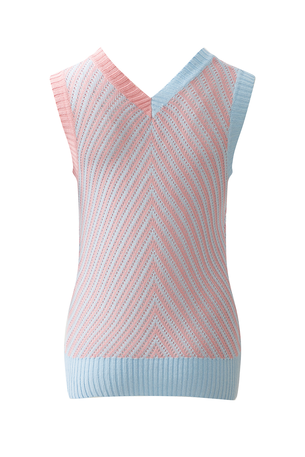 Black Contrast Chevron Knit V Neck Sweater Vest