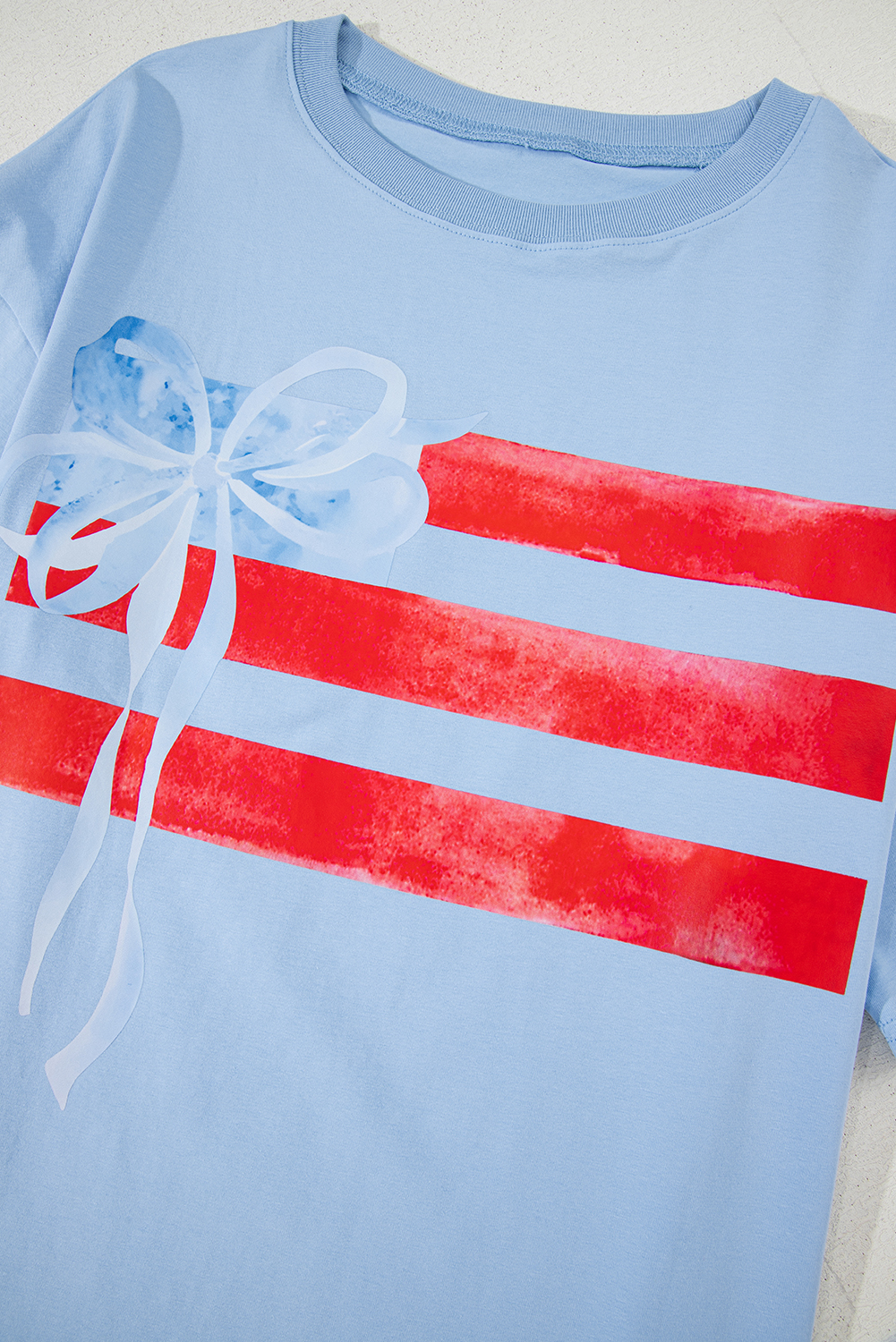 Myosotis Flag Bow Graphic Crewneck Tee