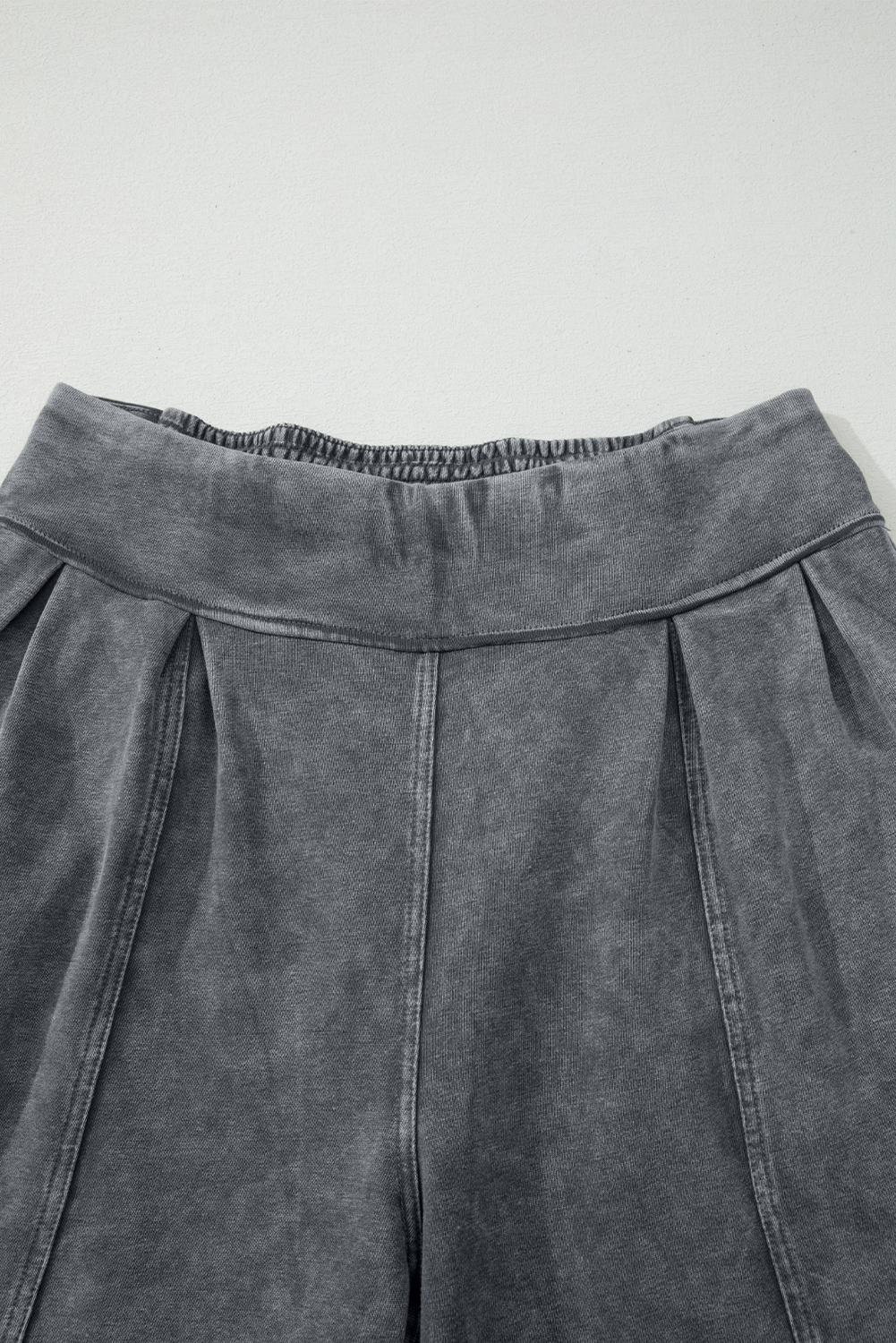 Medium Grey Mineral Wash Jogger Style High Waist Casual Pants