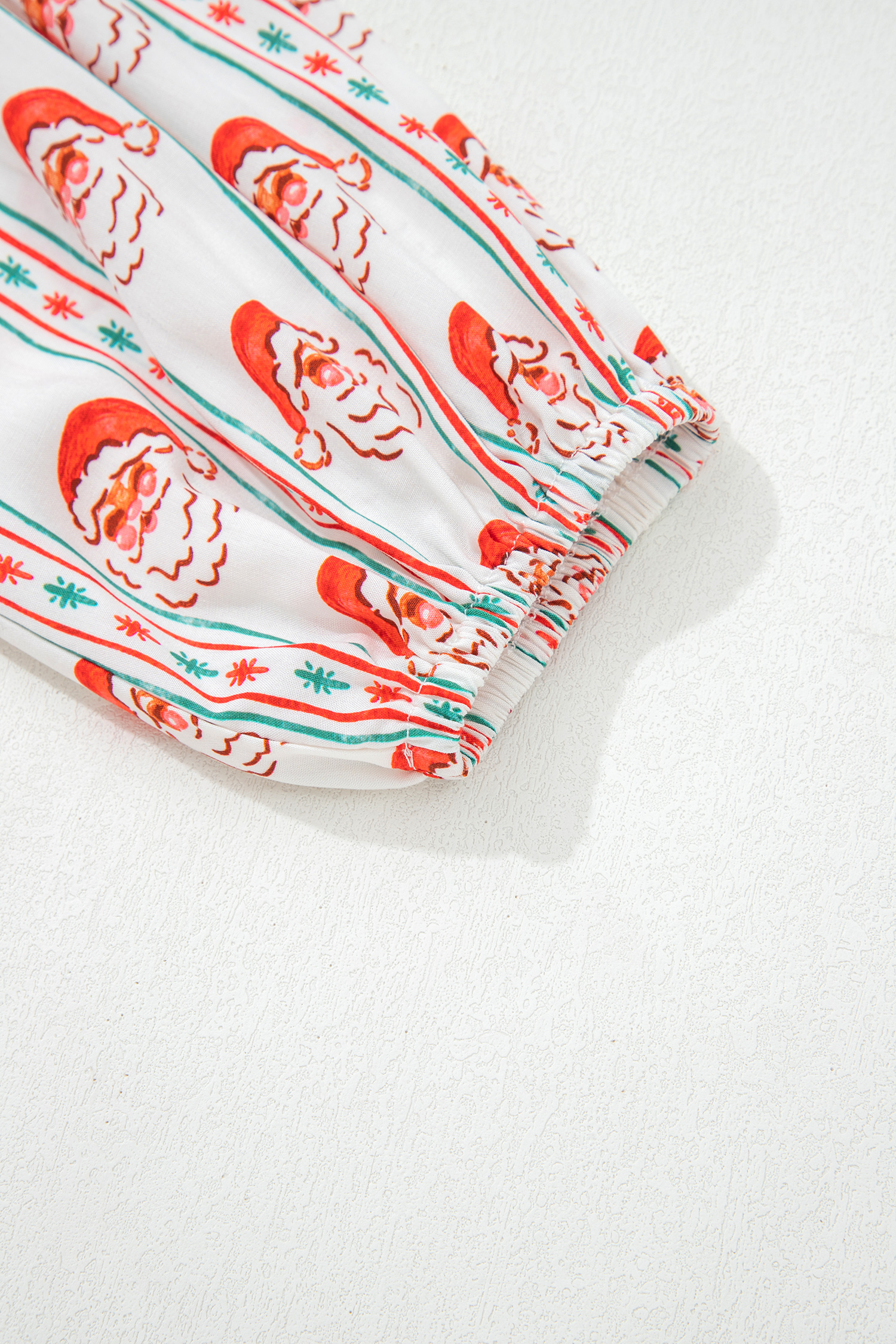 White Father Christmas Contrast Collar Button Front Long Sleeve A-line Mini Dress