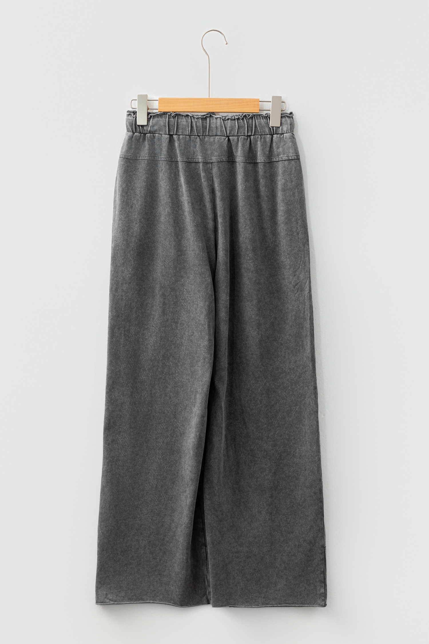 Lapis Mineral Wash Lace-up High Waist Raw Hem Patched Pocket Pants