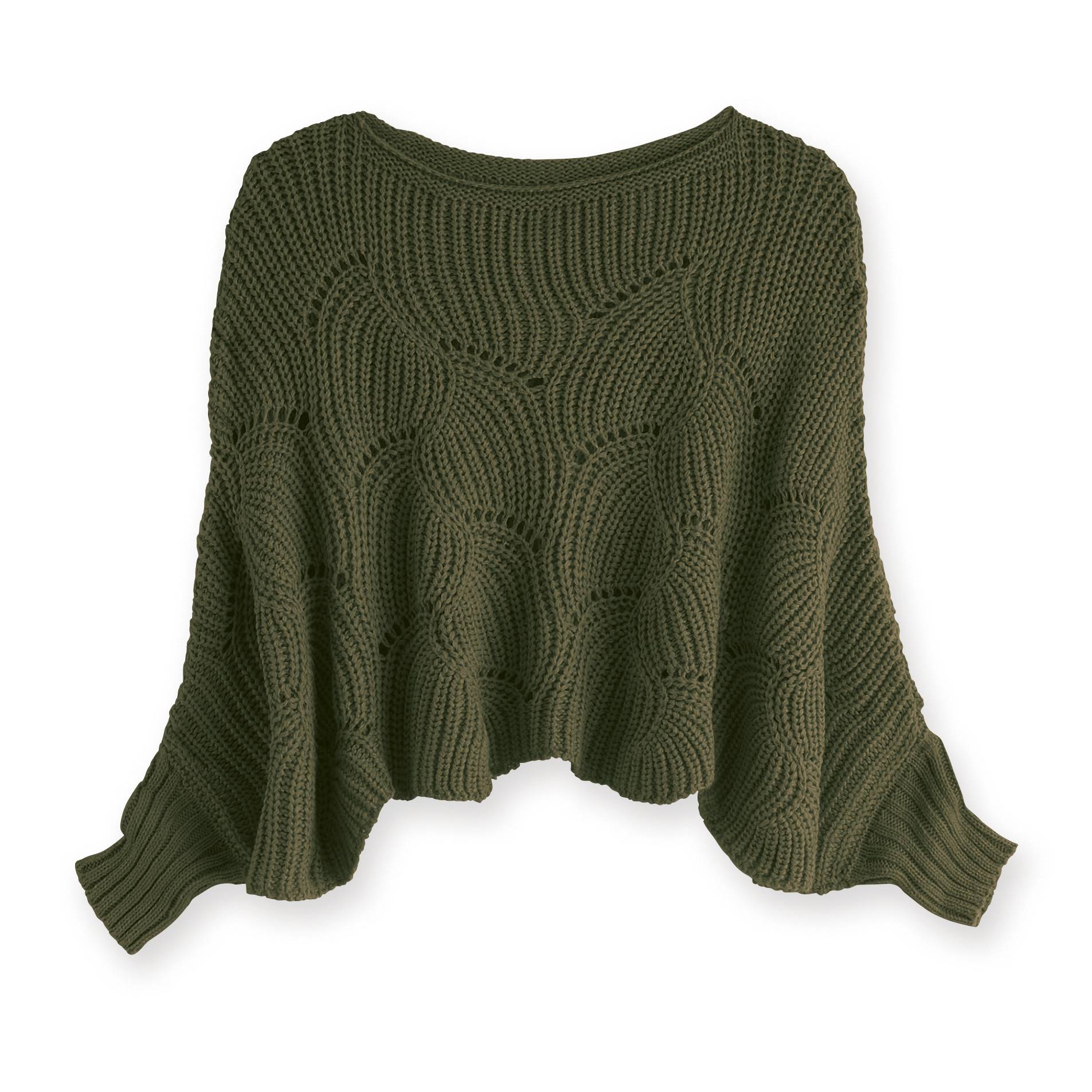 Sweater Knit Poncho, Built-in Sleeves, Banded Sleeve Hems - Signals Catalog
