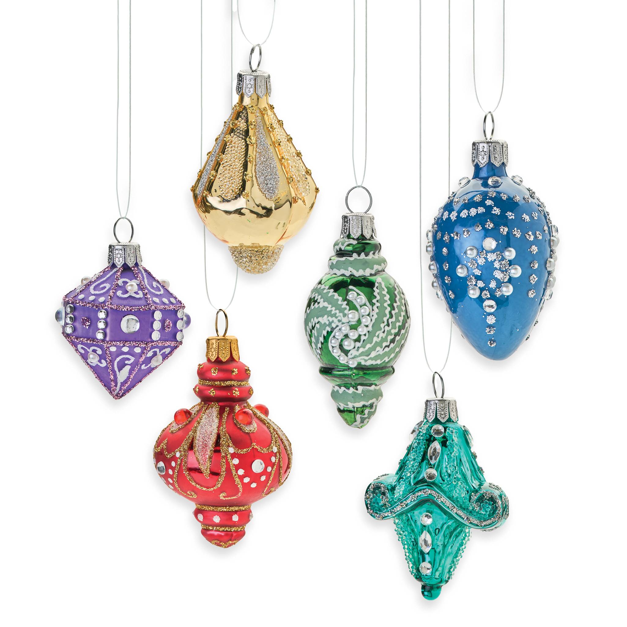 Polish Mini Glass Ornaments, Handcrafted, Set of 6 - Signals Catalog