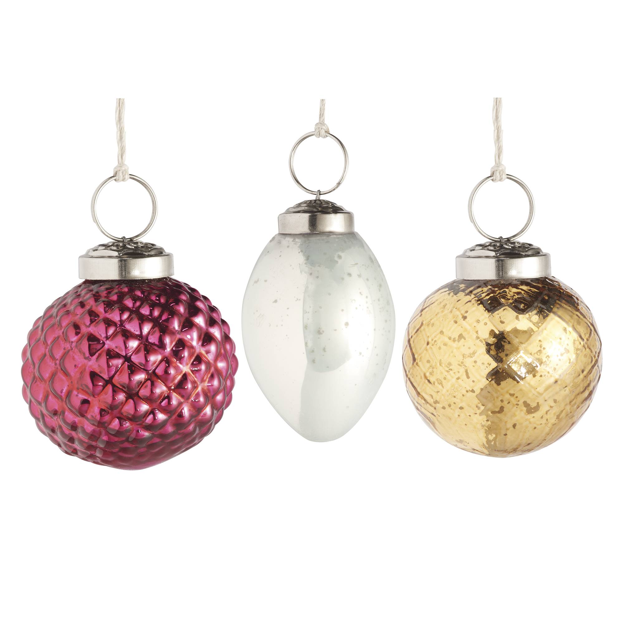 Victorian Mercury Glass Ornament Set, Handblown, Set of 9 - Signals Catalog