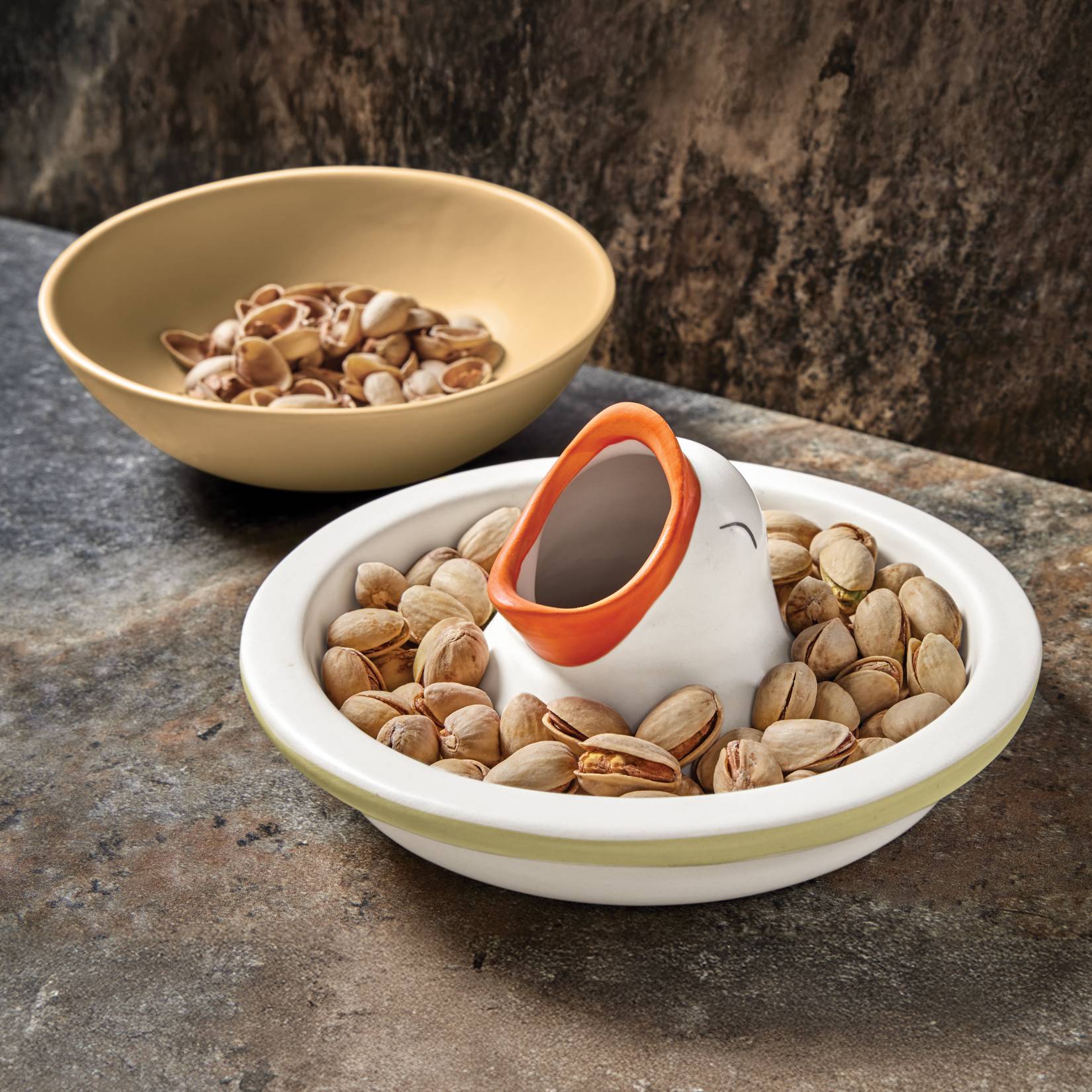 Hungry Bird Snack Bowl, 2 Parts, Easily Dispose of Pits and Shells - Signals Catalog