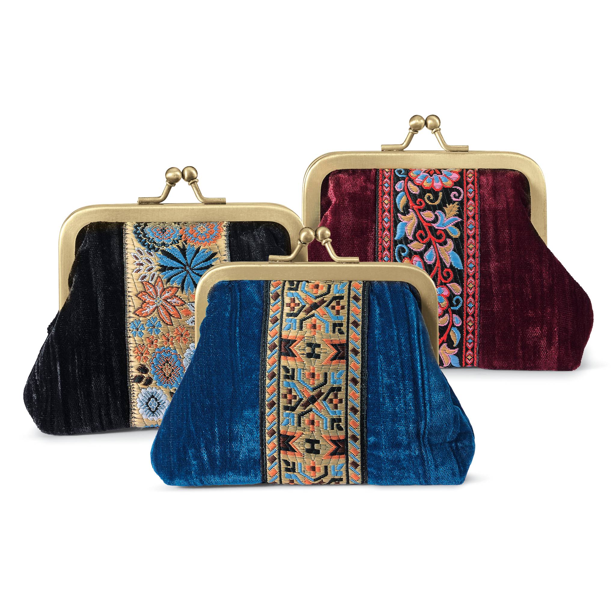 Handcrafted Tapestry-Woven Ribbon Kiss-Lock Purse - Signals Catalog