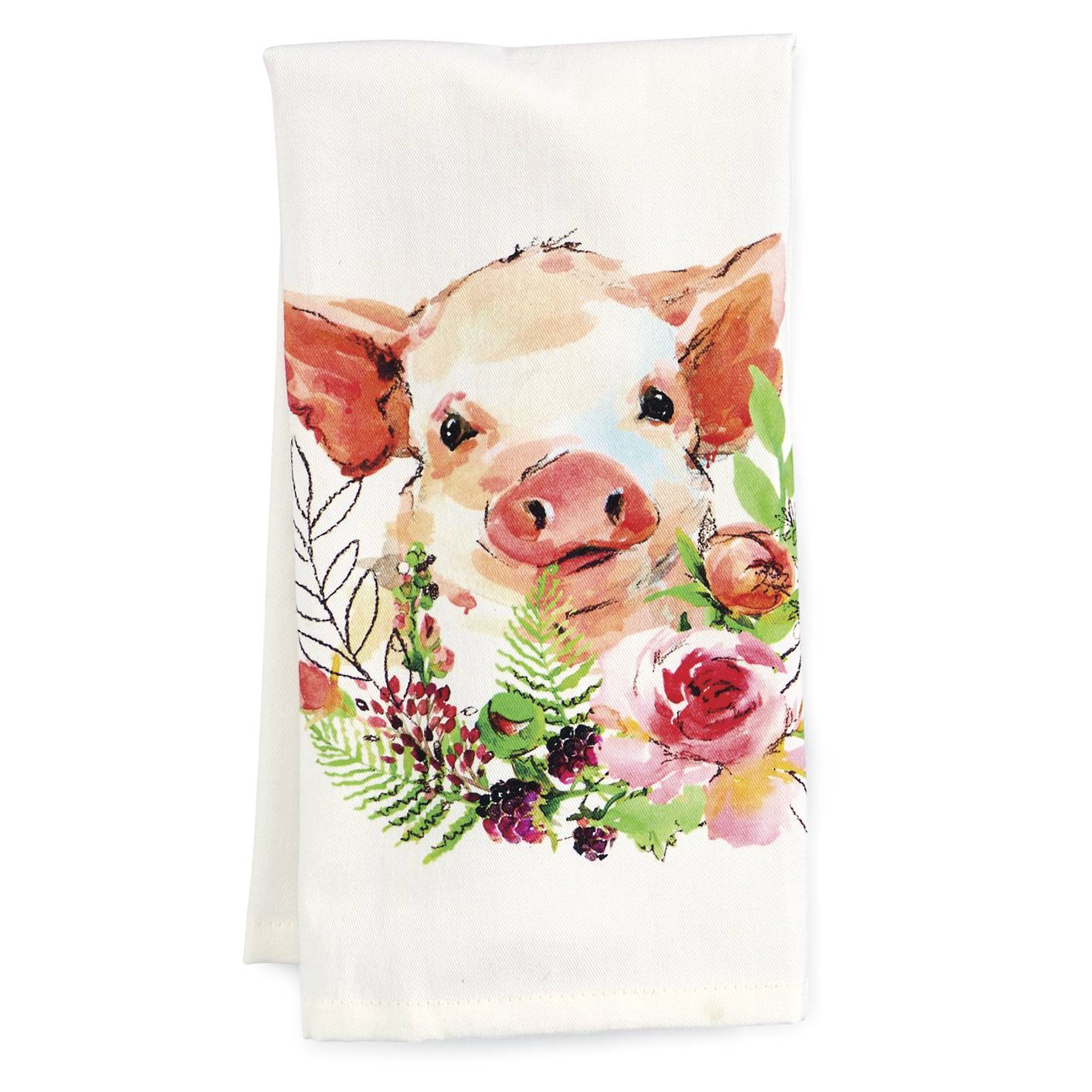 Piggy Kitchen Tea Towel, Machine Washable - Signals Catalog