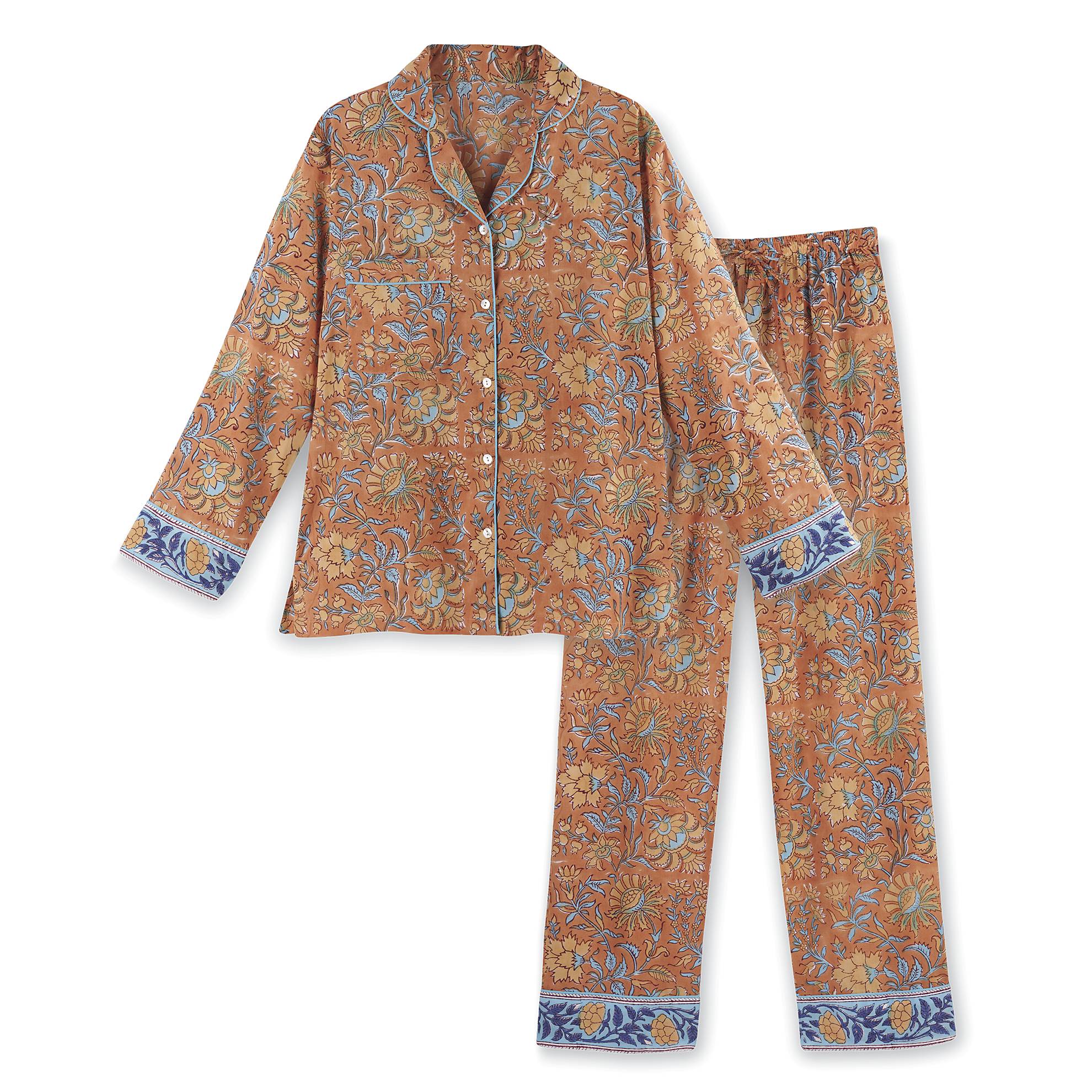 Zara Floral Print Cotton Pajamas, Button Front, 2-Piece Set - Signals Catalog
