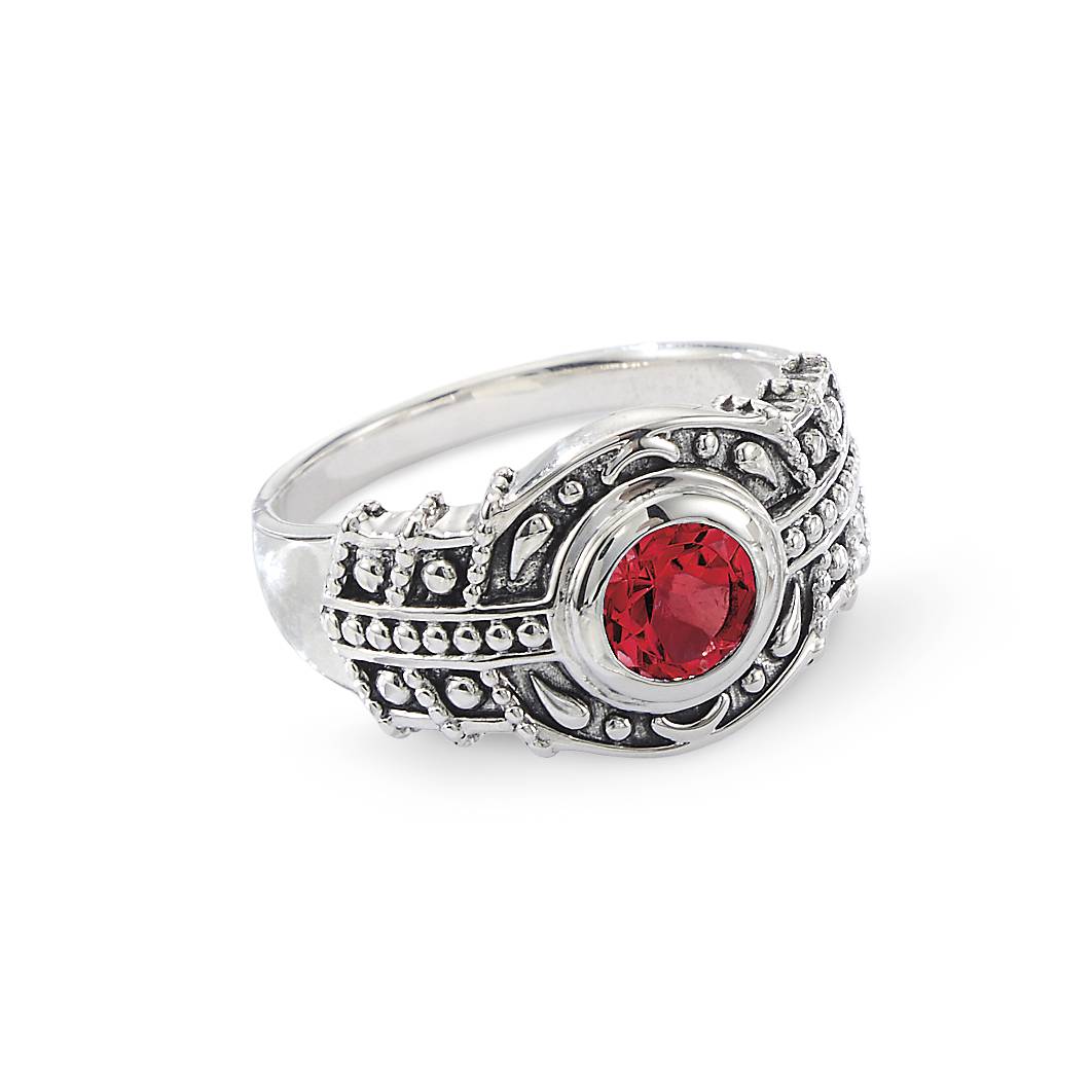 Genuine Garnet and Sterling Silver Ring, January Birthstone - Signals Catalog