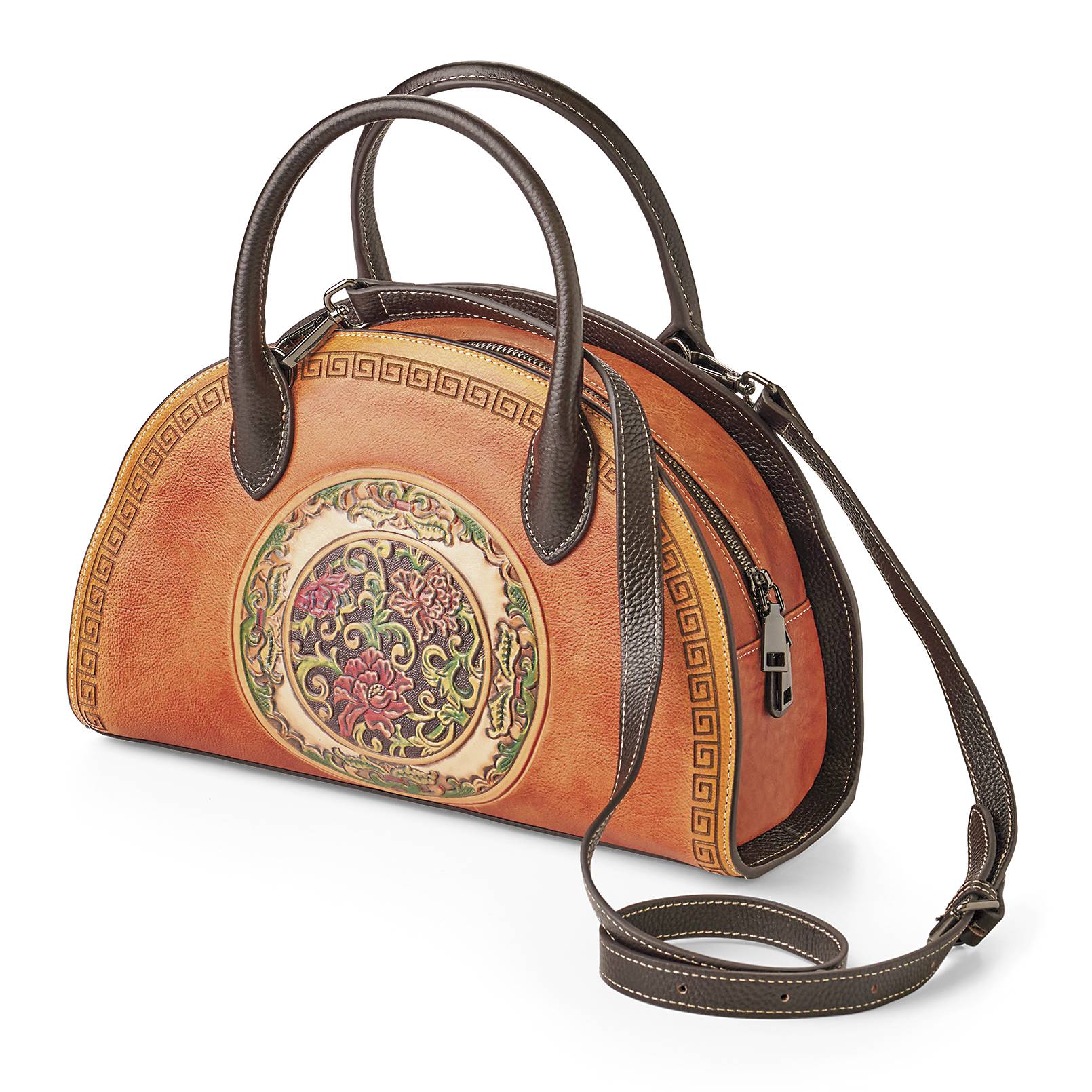 Floral Tooled Leather Handbag - Signals Catalog