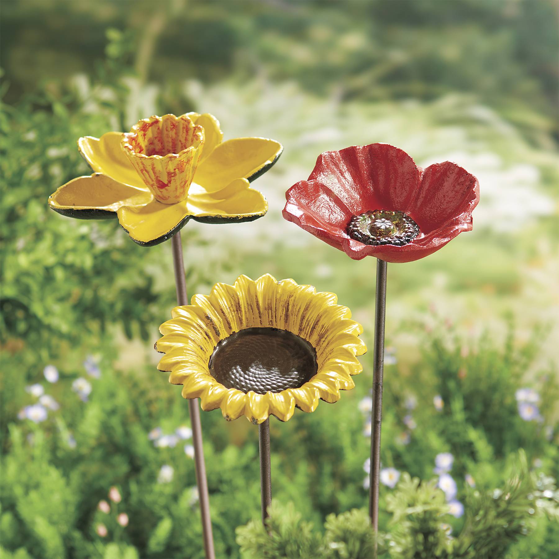 Cast Iron Flower Bird Feeder Stakes - Signals Catalog