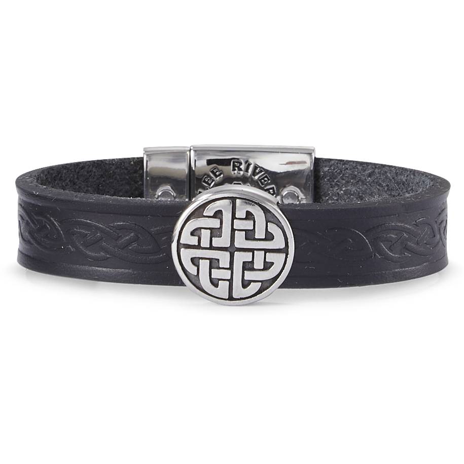 Handmade Celtic Leather Bracelet with Magnetic Closure from Ireland - Signals Catalog