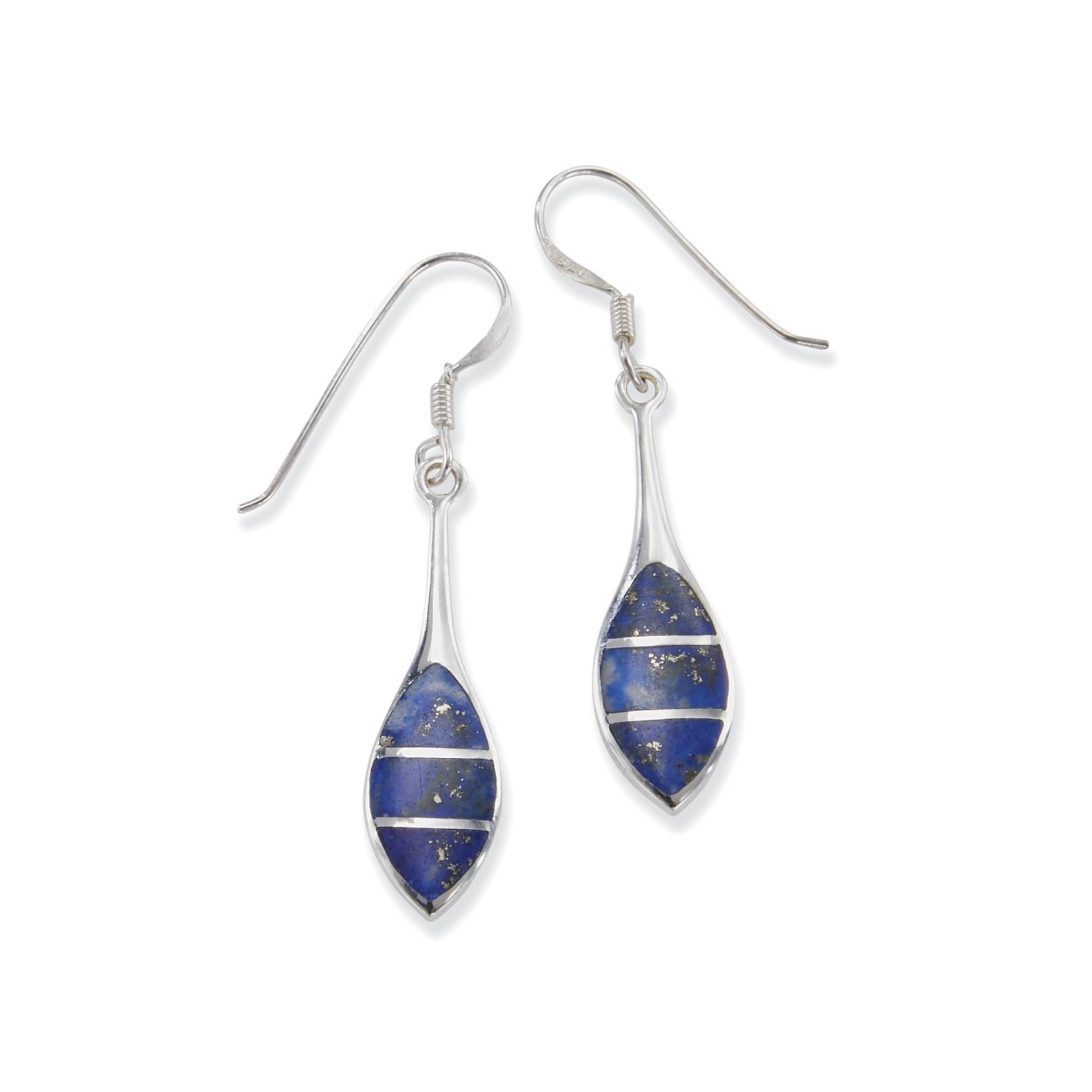 Sterling Silver and Genuine Lapis Drop Earrings with French Hooks - Signals Catalog