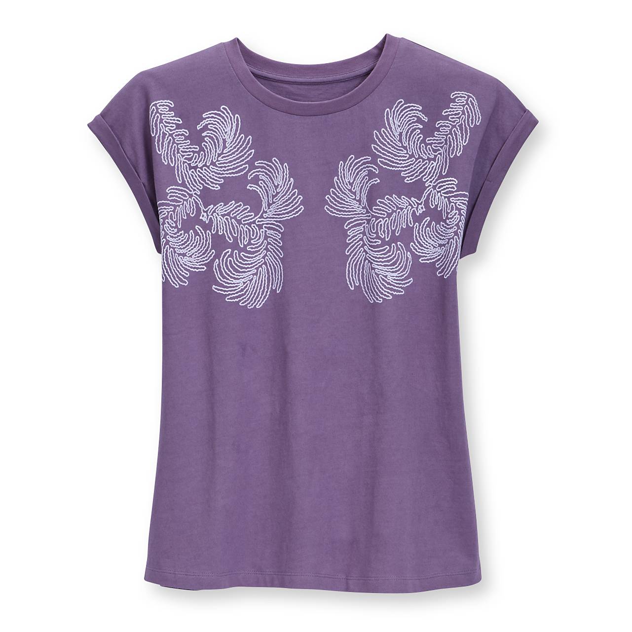 Flocked Dolman Knit Top, Cotton Jersey, Curved Hem - Signals Catalog