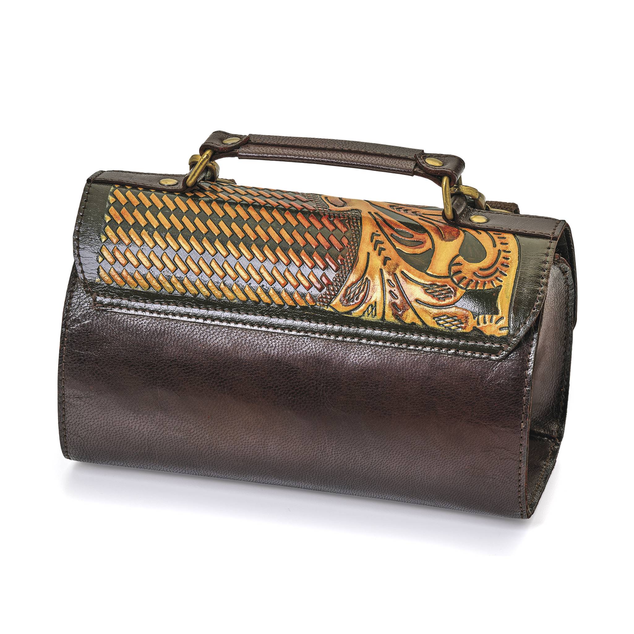 Handpainted Tooled Leather Bag - Signals Catalog