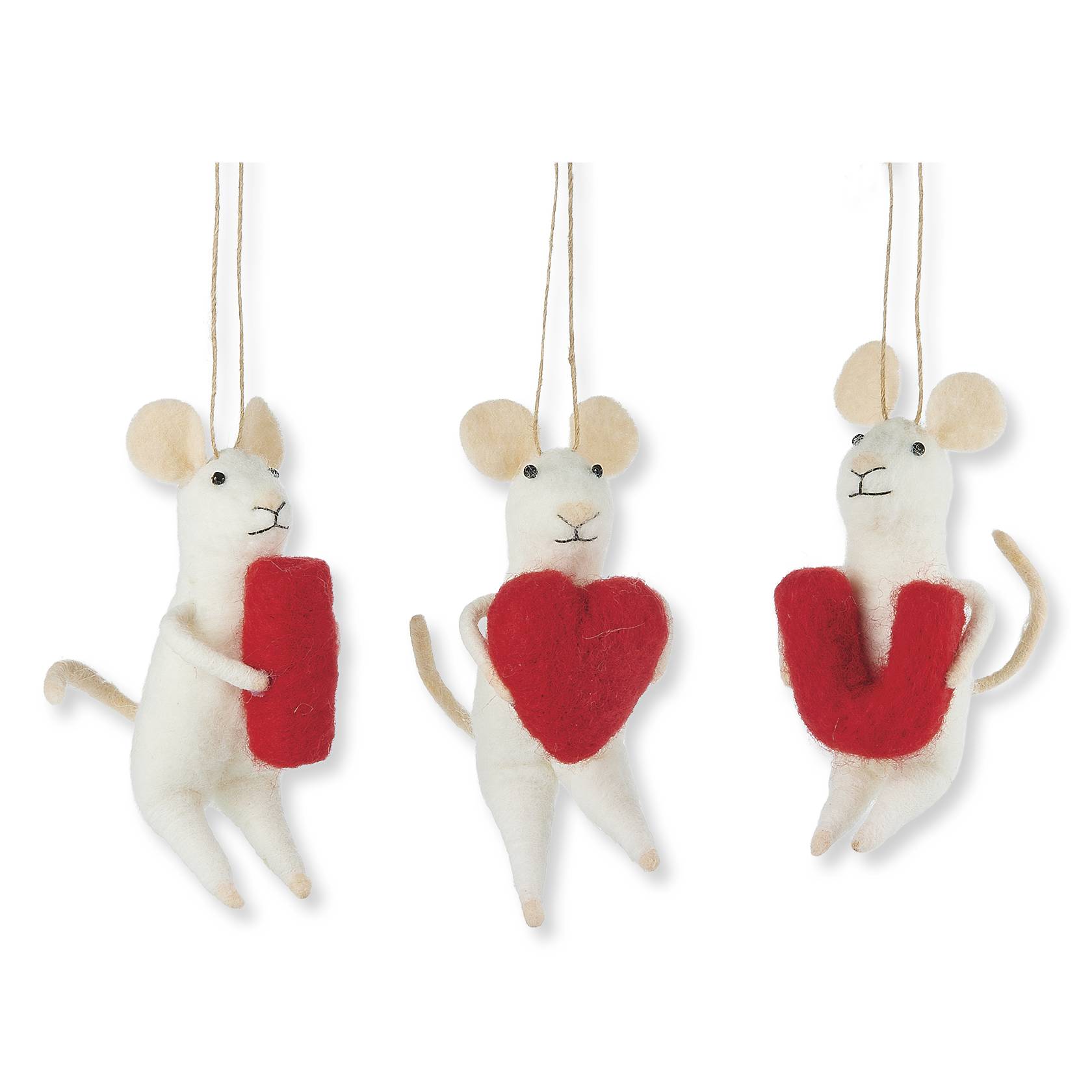 I Love You Felt Mice, Set of 3 - Signals Catalog