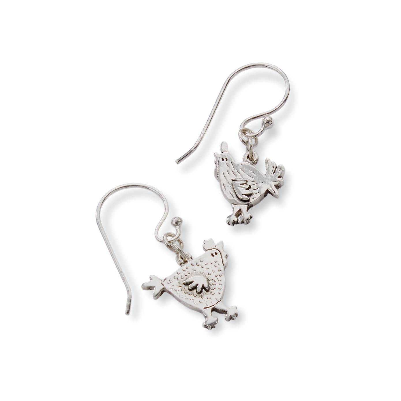 Sterling Chicken Earrings, French Hooks, Gift Boxed - Signals Catalog