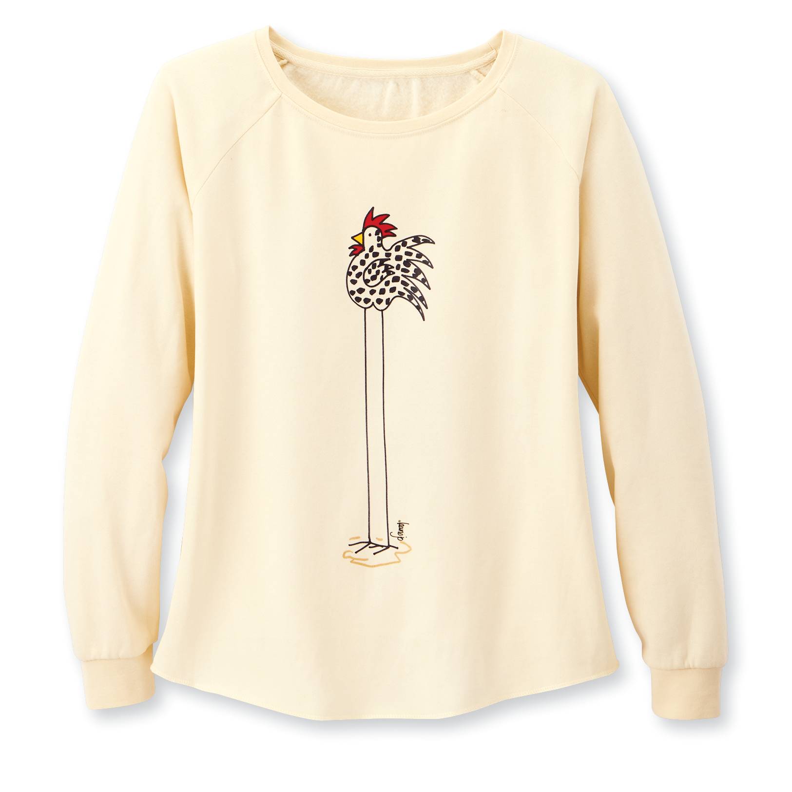 Chicken Terry Fleece Pullover, Raglan Sleeve, Curved Hem - Signals Catalog