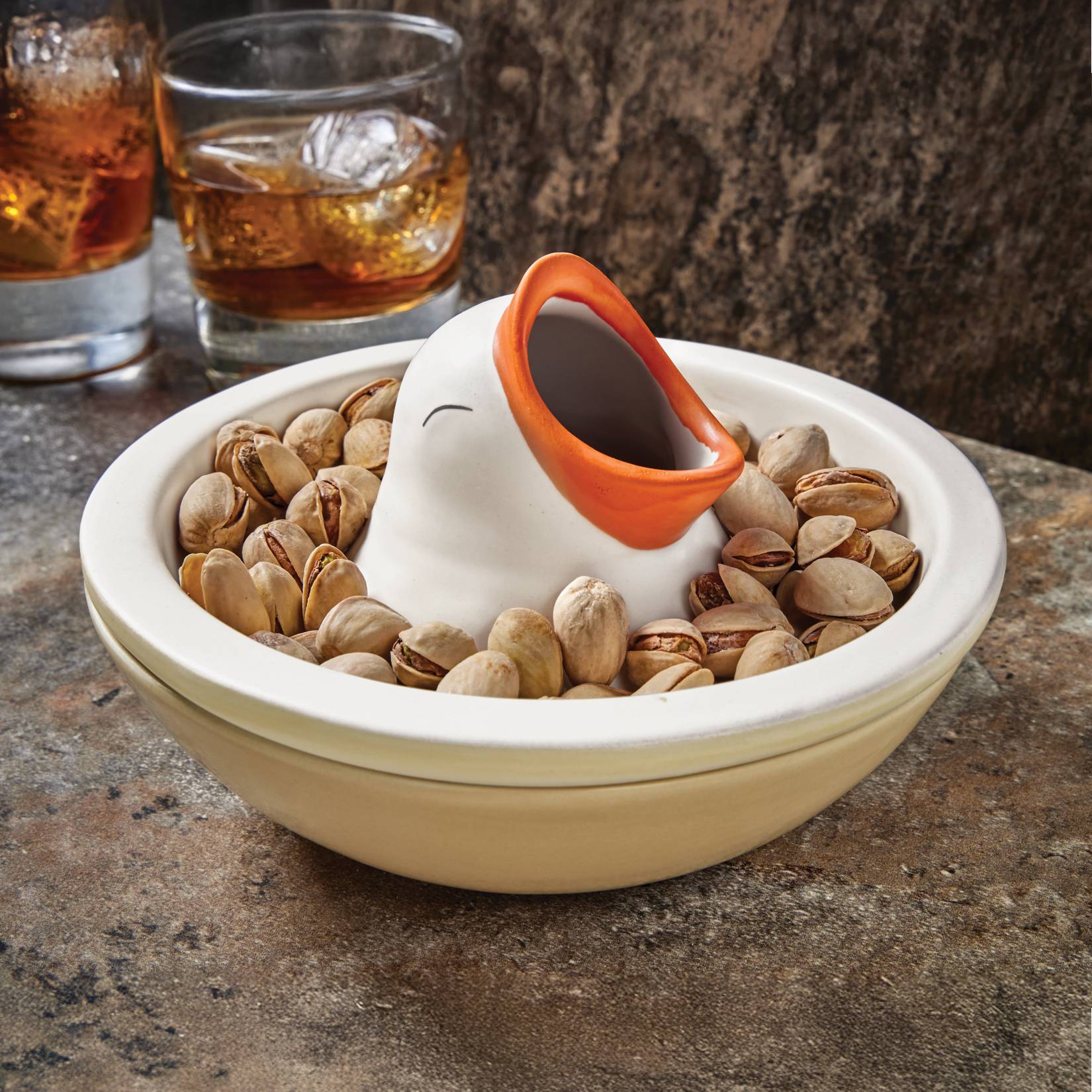 Hungry Bird Snack Bowl, 2 Parts, Easily Dispose of Pits and Shells - Signals Catalog