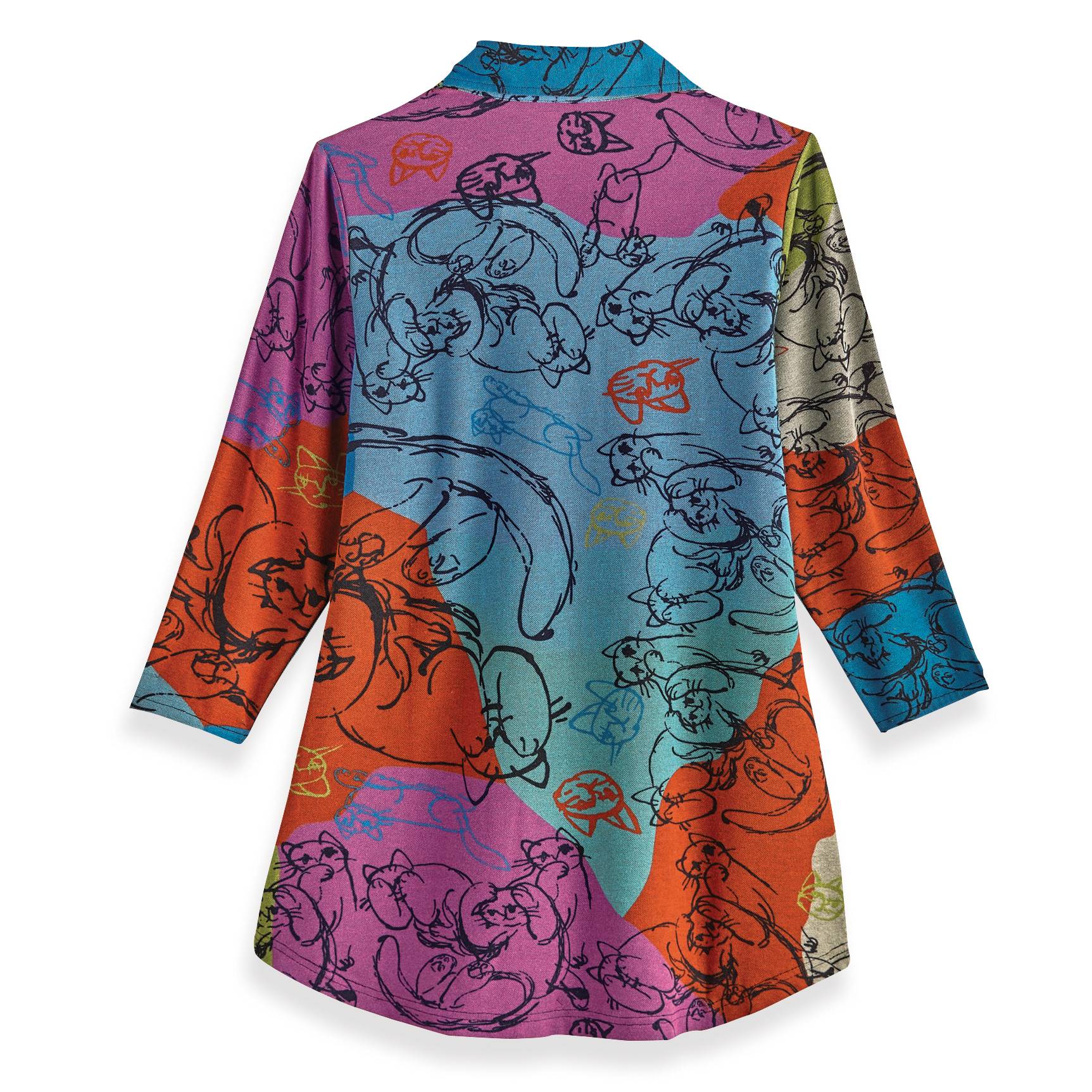 Cats Silhouette Tunic, 3/4 Sleeves - Signals Catalog