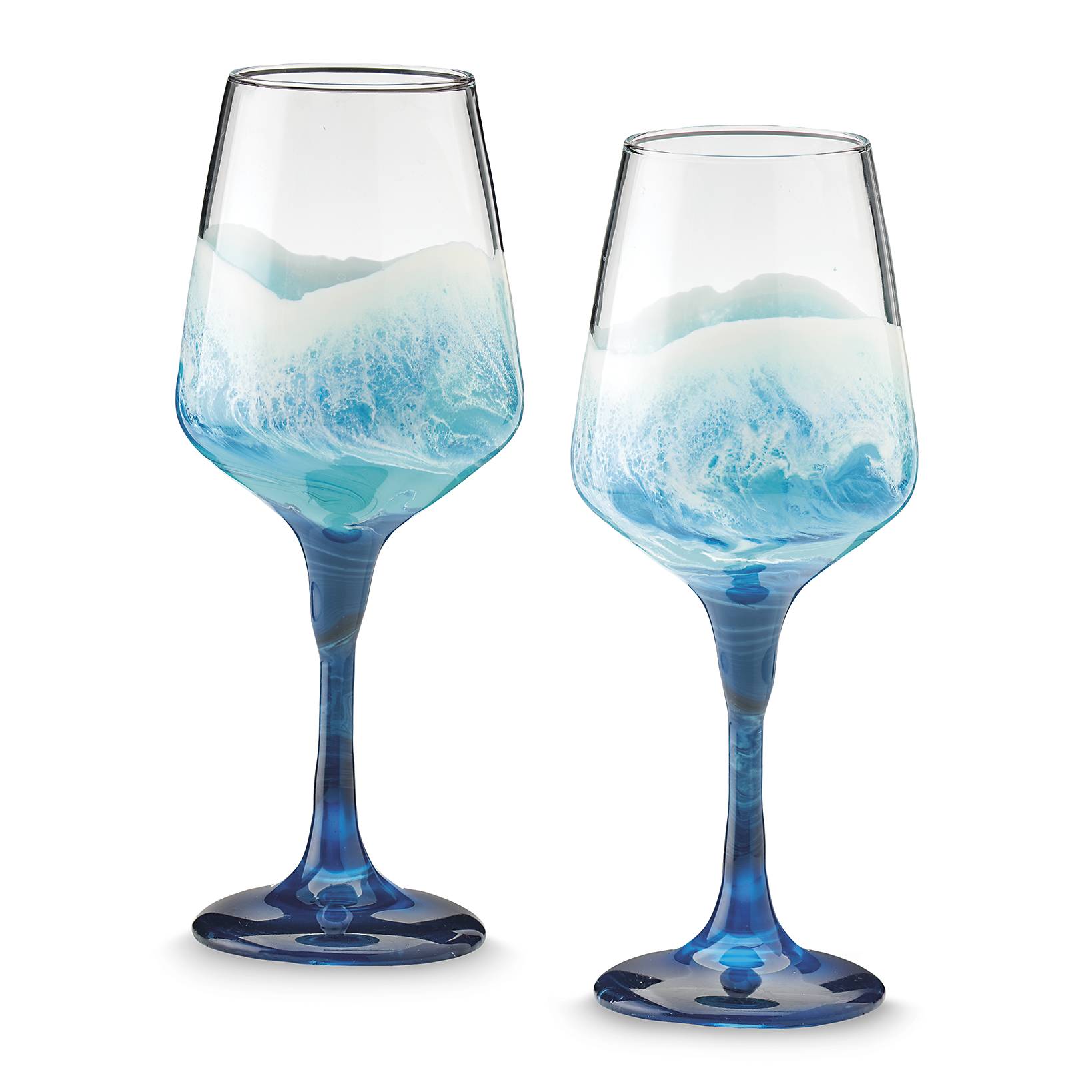 Ocean Waves Wine Glasses, Set of 2 - Signals Catalog