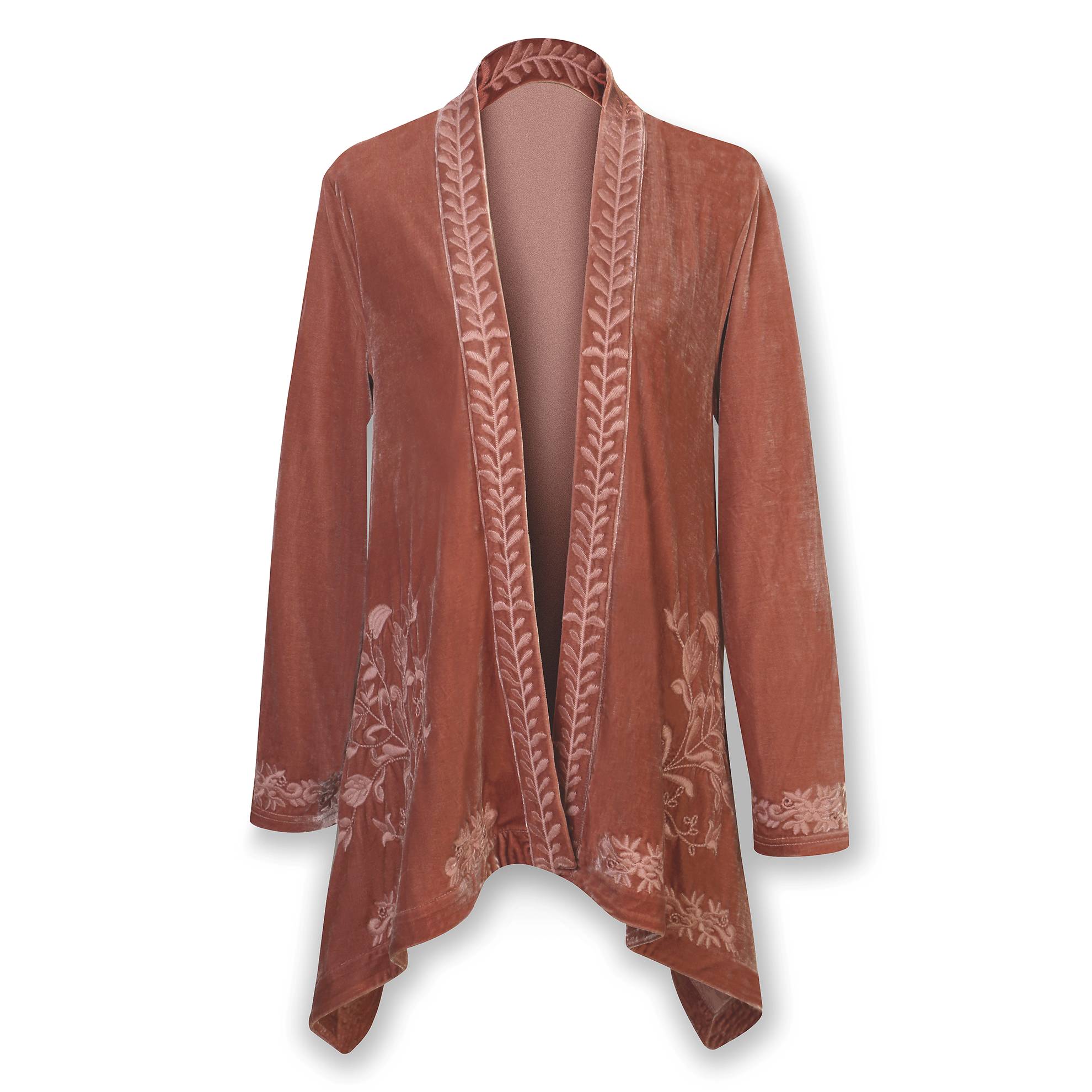Floral Embroidered Velvet Cardigan - Signals Catalog