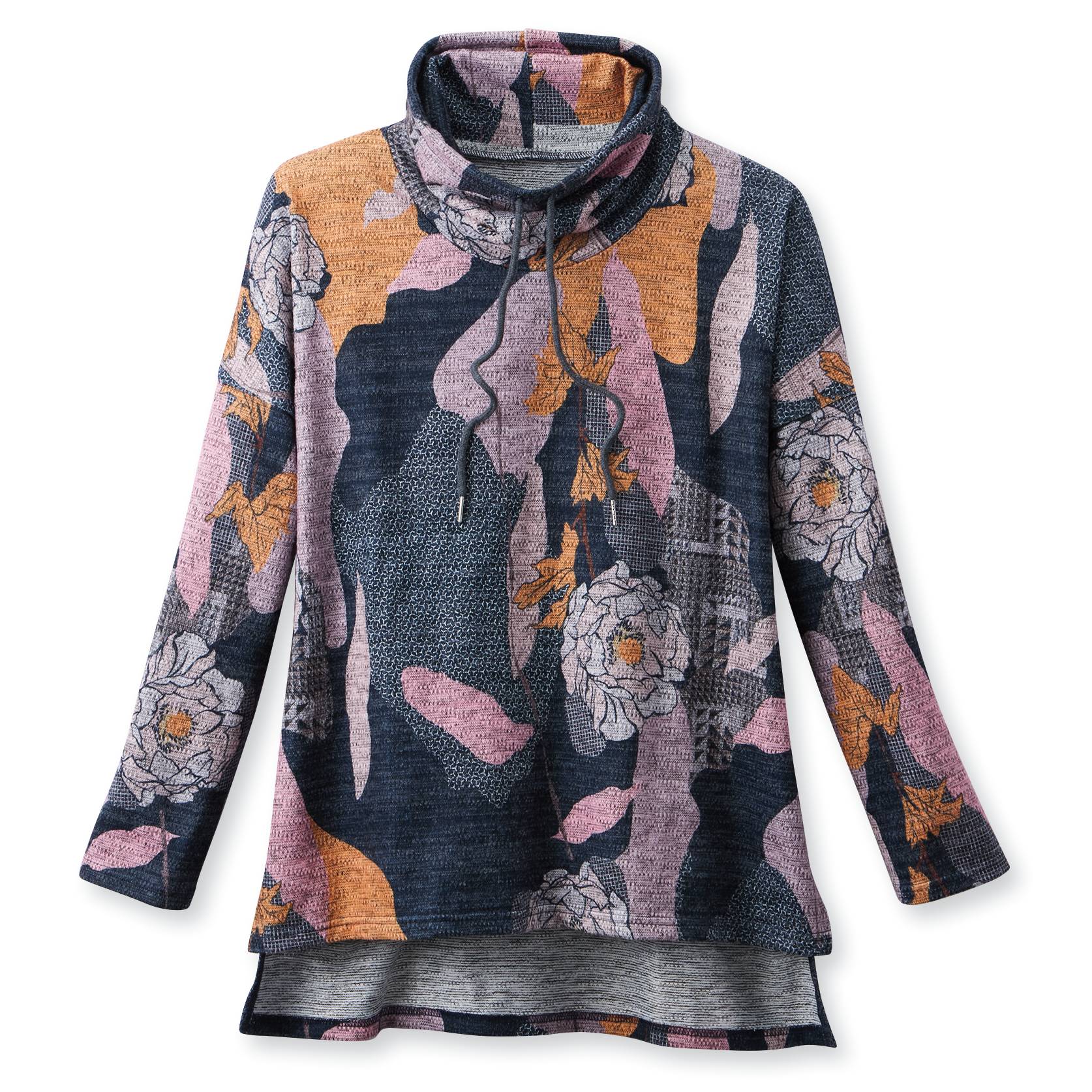 Abstract Peony Pullover, High-Low Hem, Side Slits - Signals Catalog