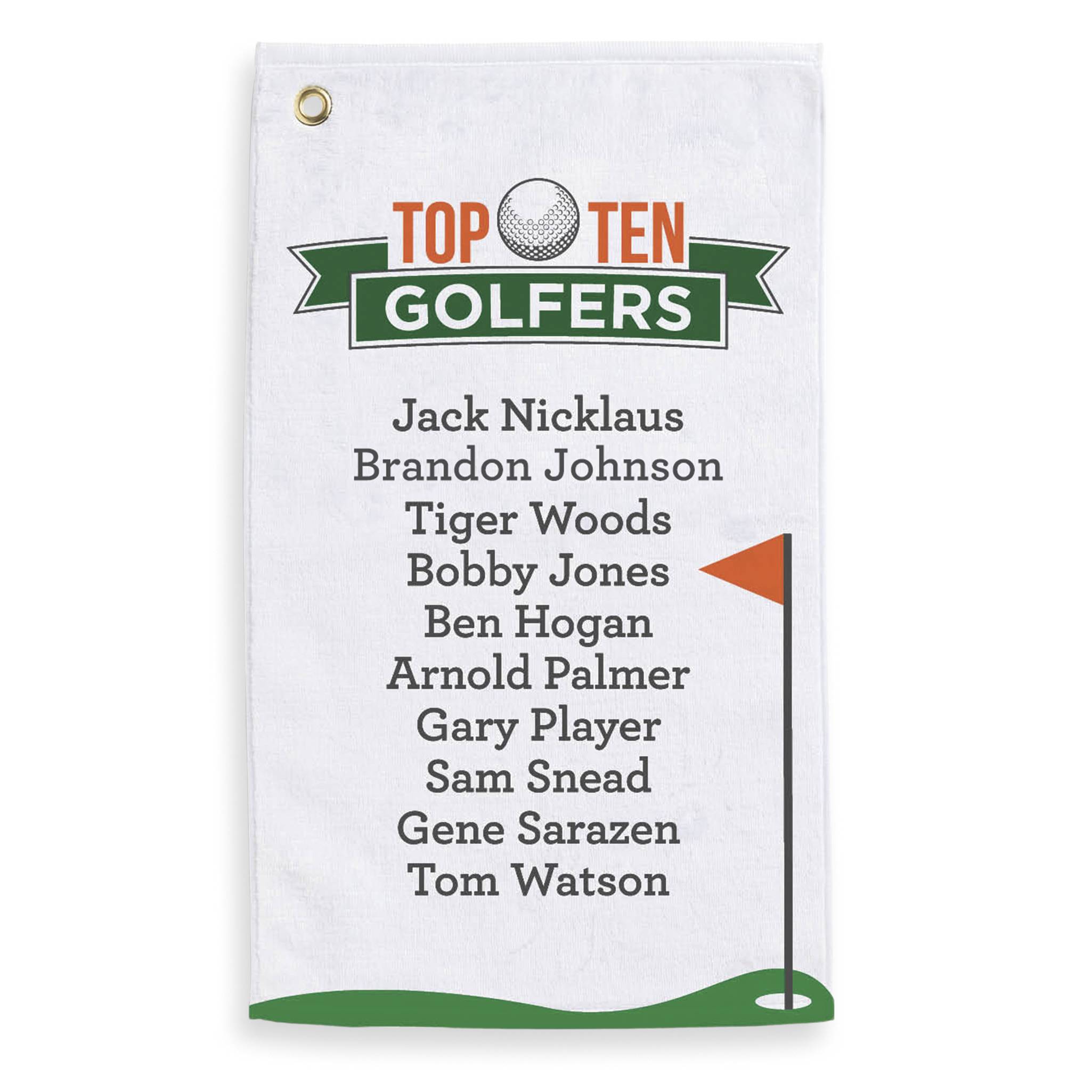 Personalized Top Ten Golfers Towel - Signals Catalog