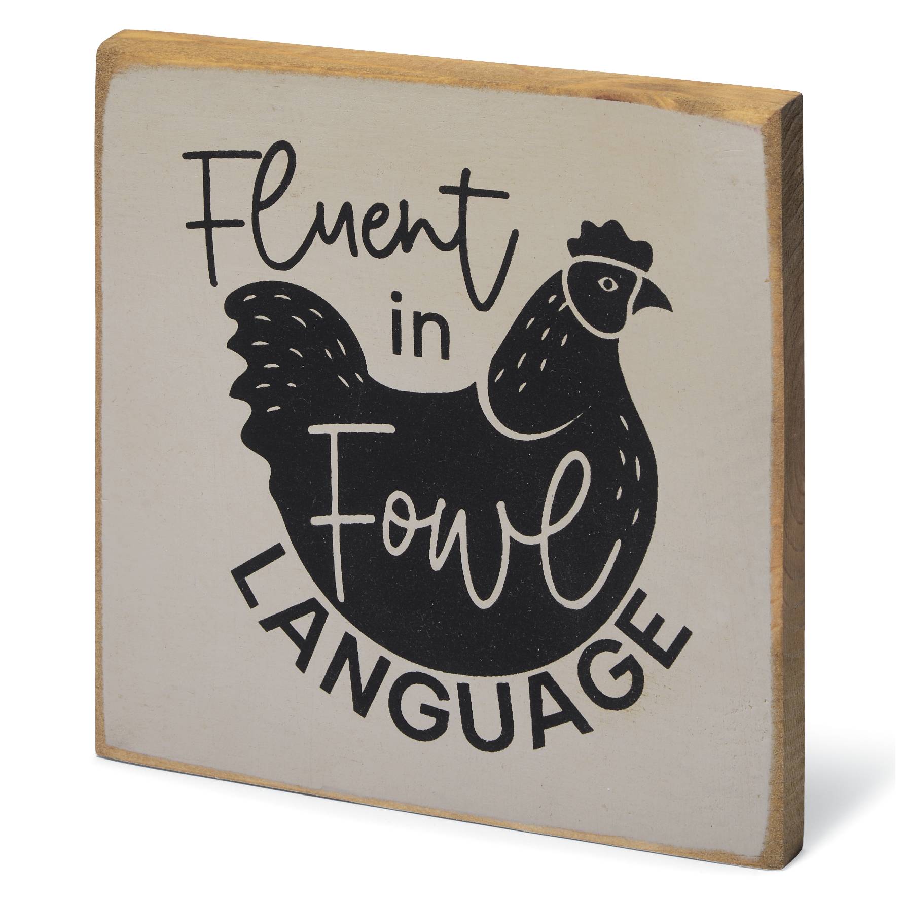 Fowl Language Wood Plaque in Solid Knotty Pine, Made in USA - Signals Catalog