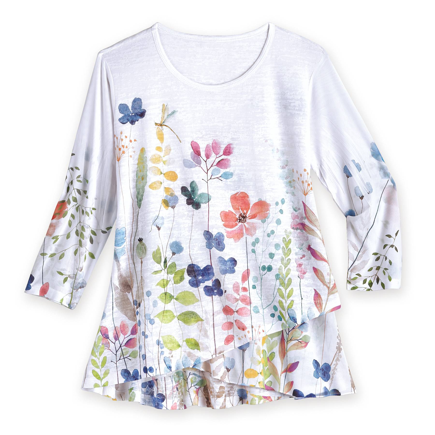 Colorful Garden Top, Sublimated Floral Print, Double-Layer Front - Signals Catalog