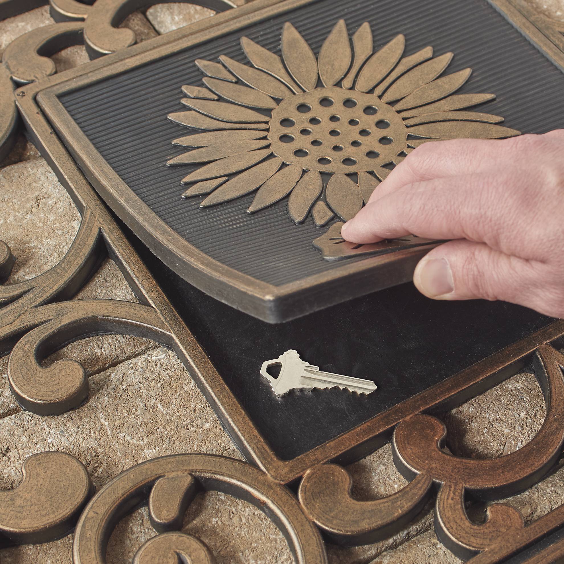 Four Seasons Hide A Key Doormat, Rubber, 4 Removable Centerpieces - Signals Catalog