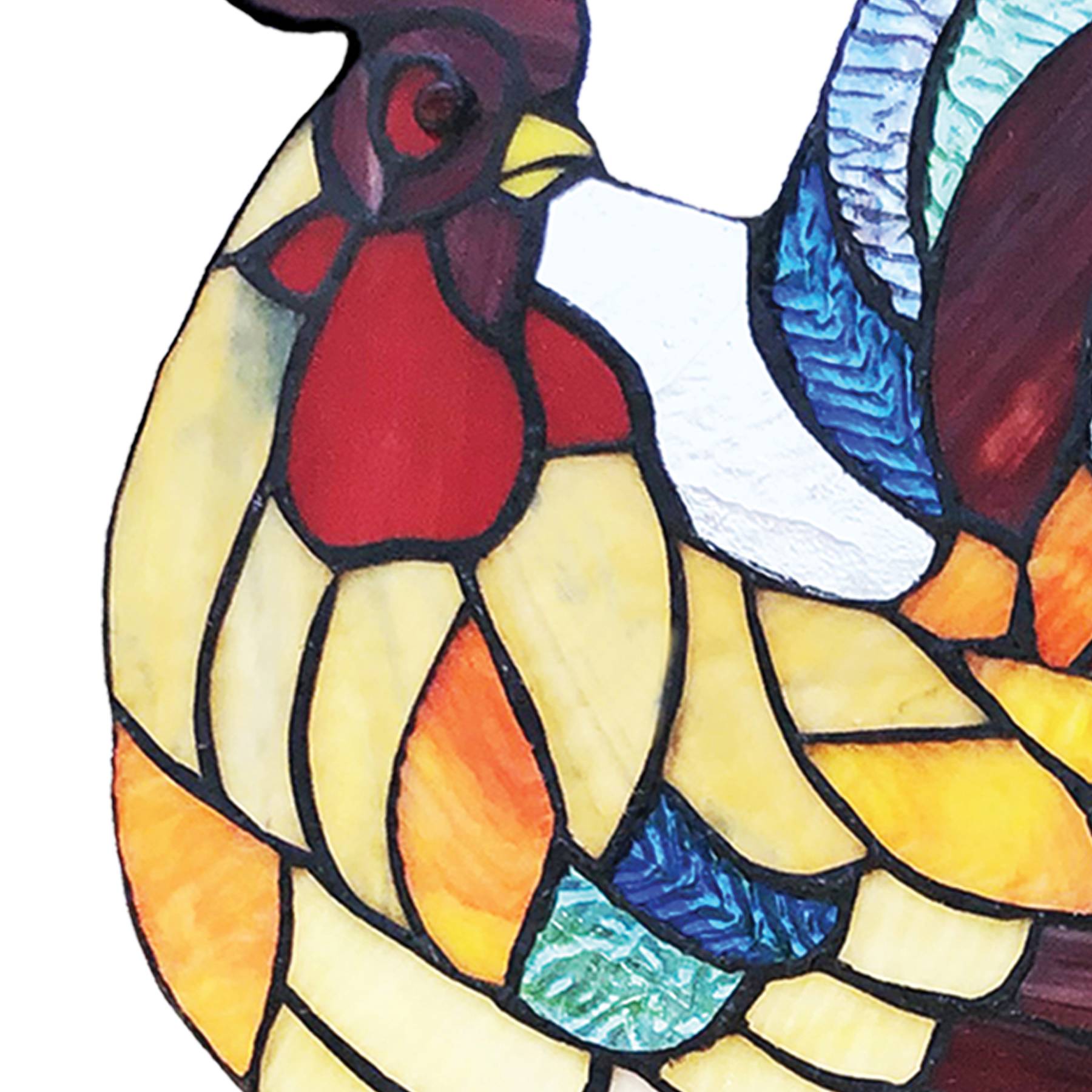 Rooster Stained-Glass Panel, 73 Colorful Glass Cuts, 21