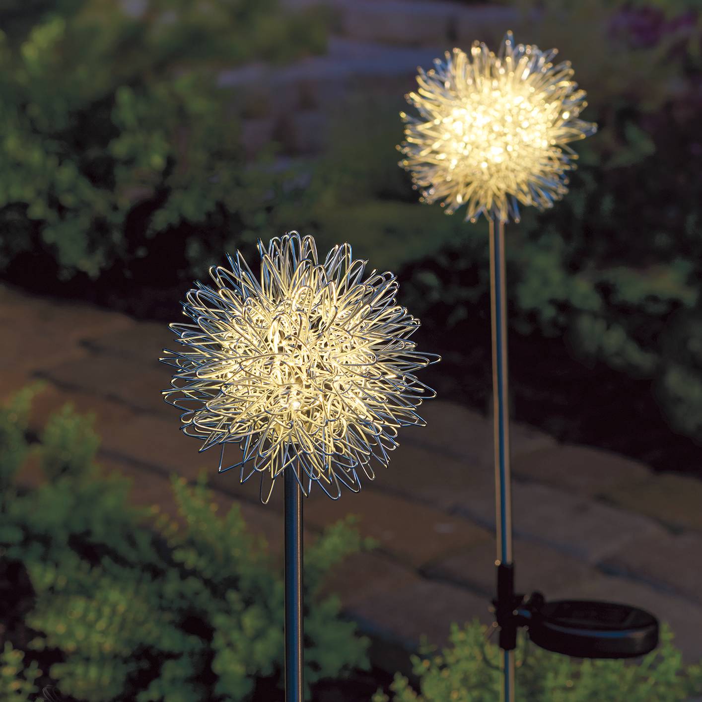Solar Dandelion Puff Garden Stakes, Set of 2 - Signals Catalog