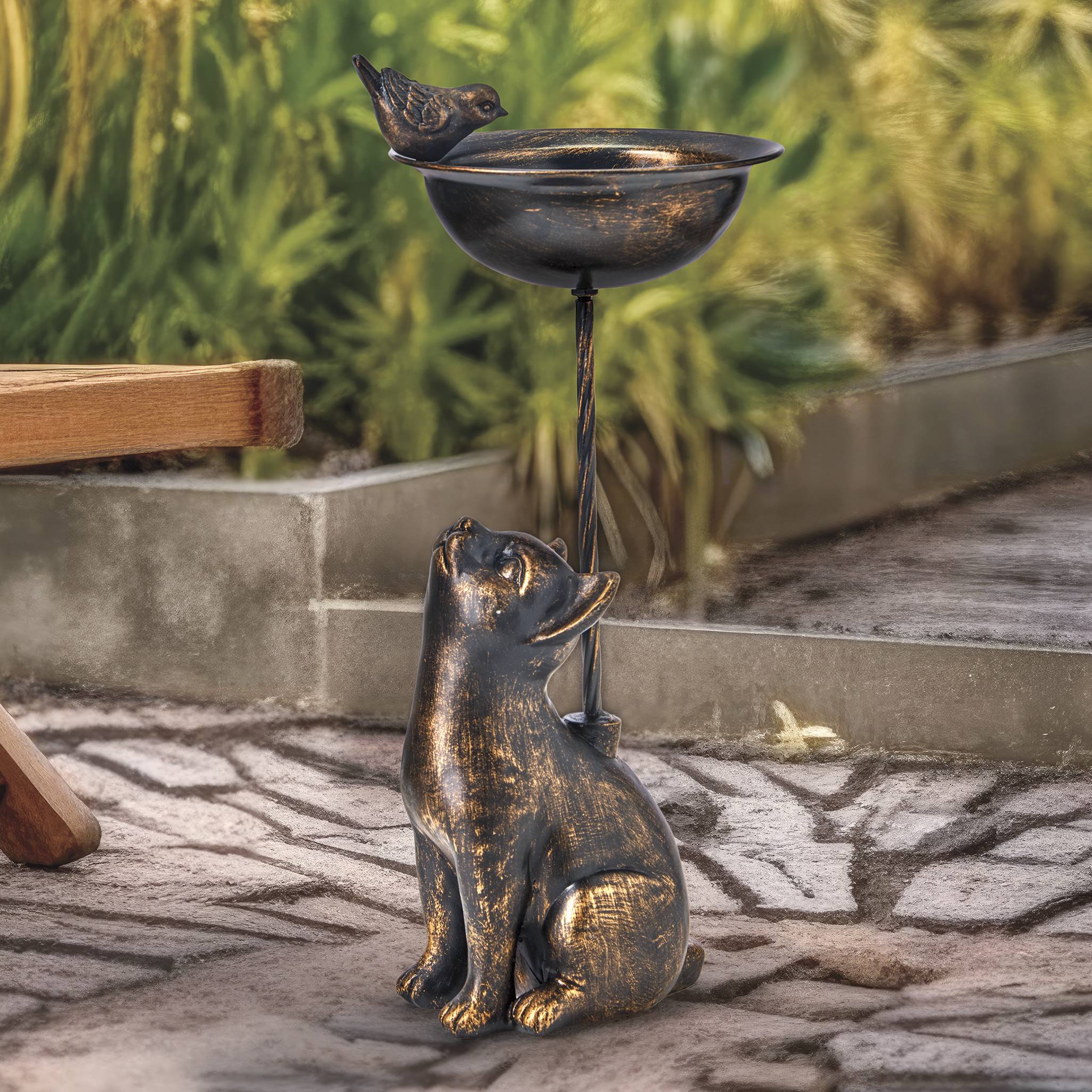 Curious Cat Birdbath - Signals Catalog