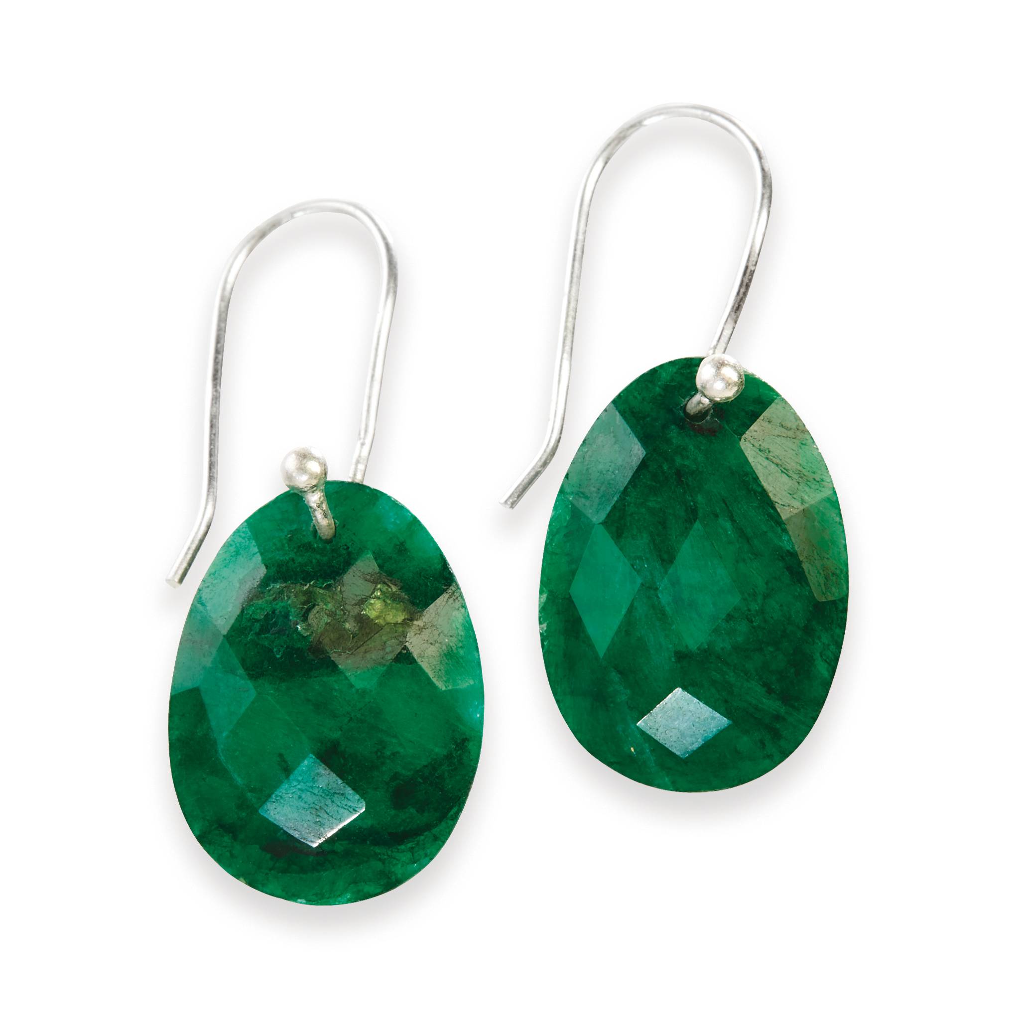 Faceted Precious Stone Earrings, Emerald, Sapphire, or Ruby - Signals Catalog