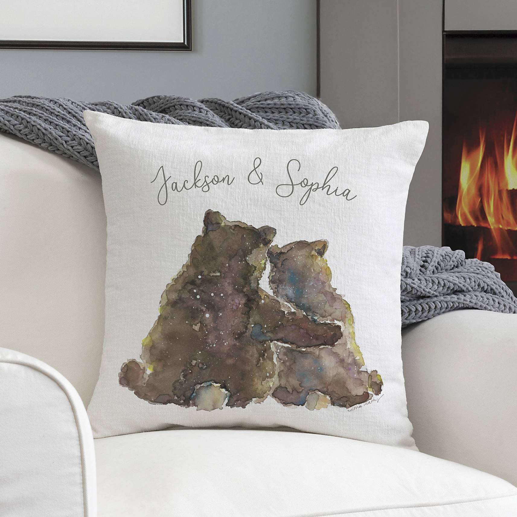 Personalized Bear Pillow, Square, Décor - Signals Catalog