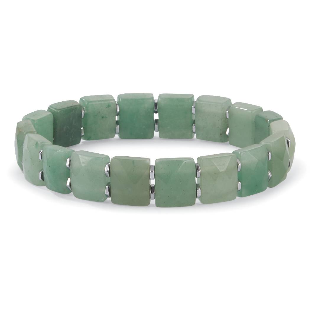 Faceted Genuine Green Aventurine Stretch Bracelet - Signals Catalog