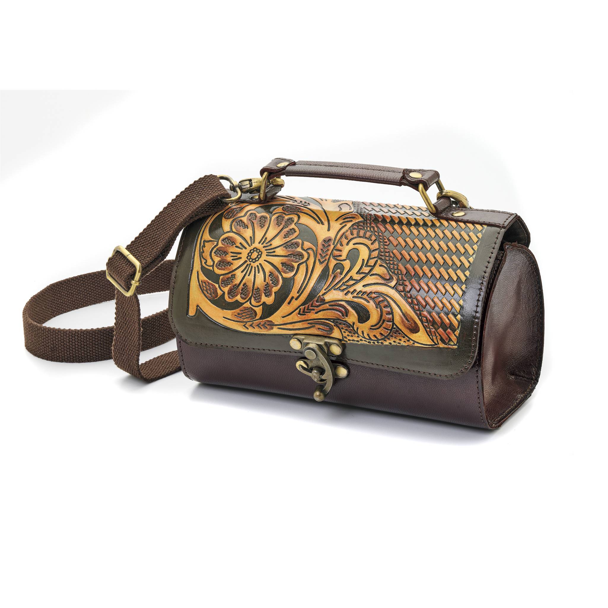 Handpainted Tooled Leather Bag - Signals Catalog