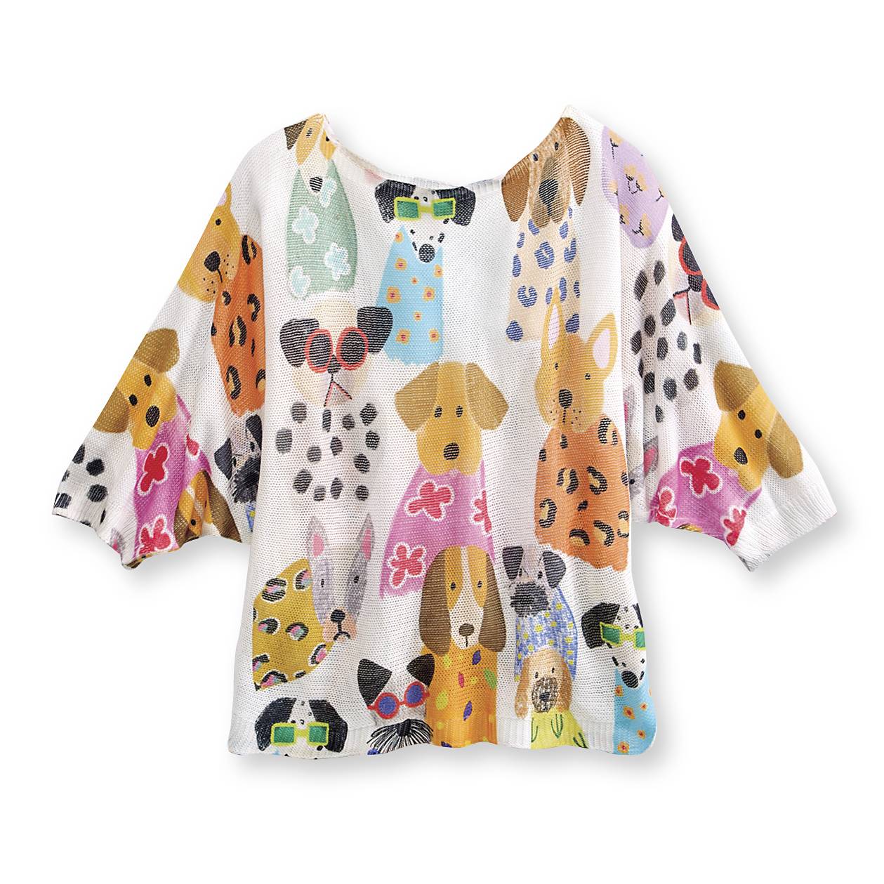Whimsical Dog Sweater, Dolman Sleeves, Openweave - Signals Catalog