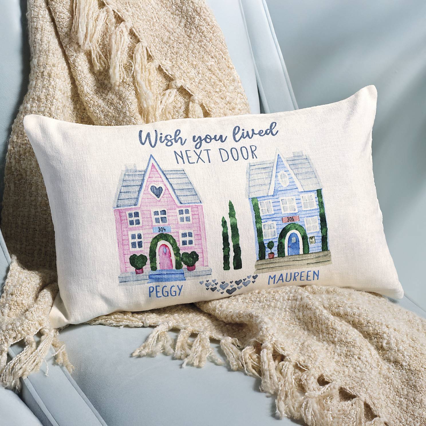 Personalized Wish You Lived Next Door Pillow, Friendship, Keepsake - Signals Catalog