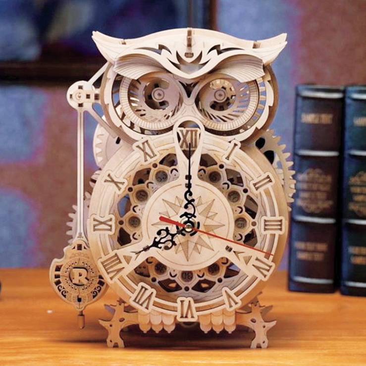 Wooden Owl Standing Clock Kit - Signals Catalog