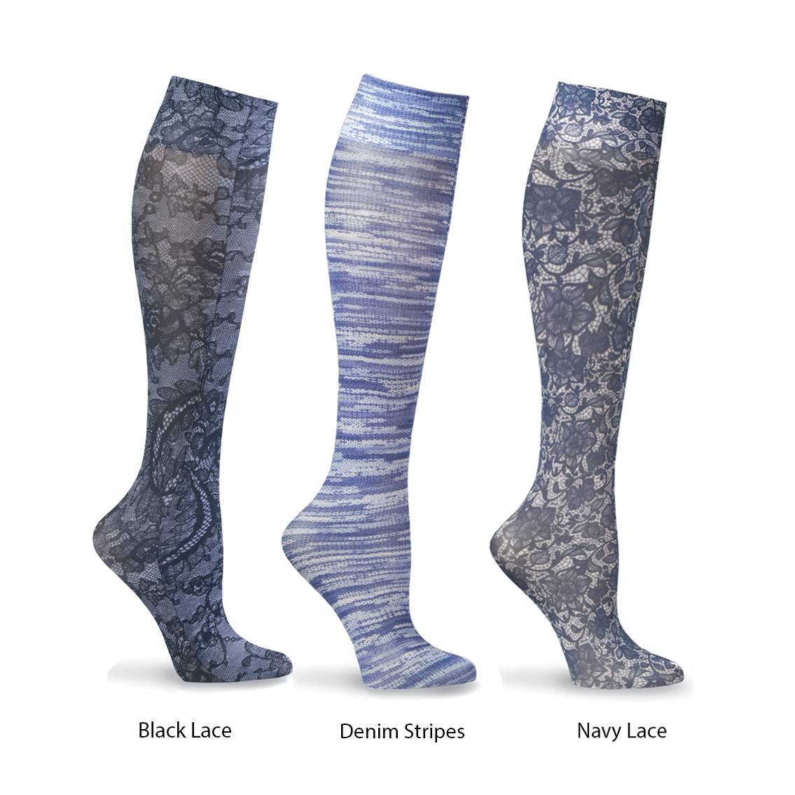 Patterned Pair Regular Mild Compression Knee-Highs - Signals Catalog