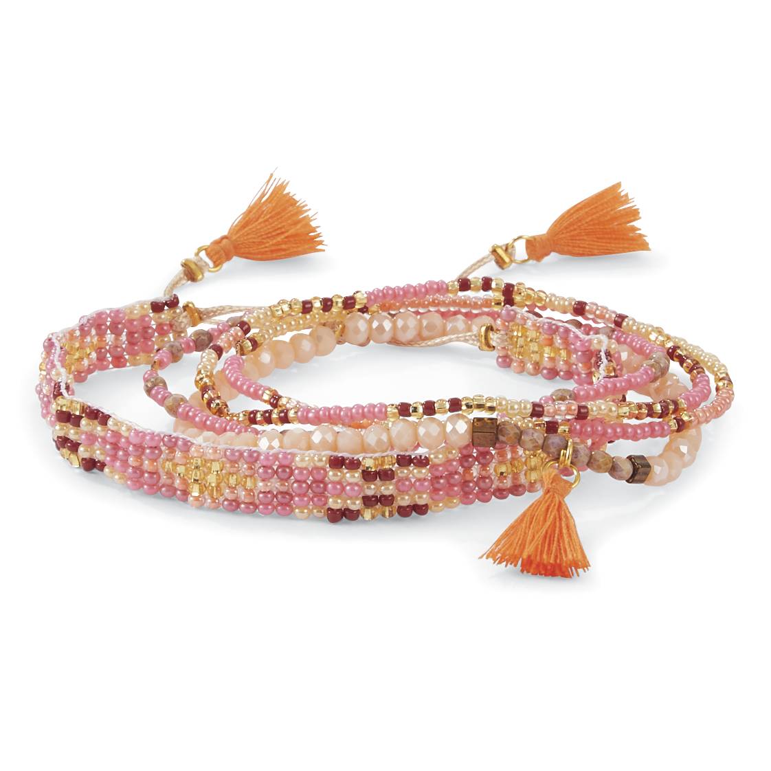 Stretch Bracelets with Czech Beads Handmade in Guatemala, Set of 5 - Signals Catalog